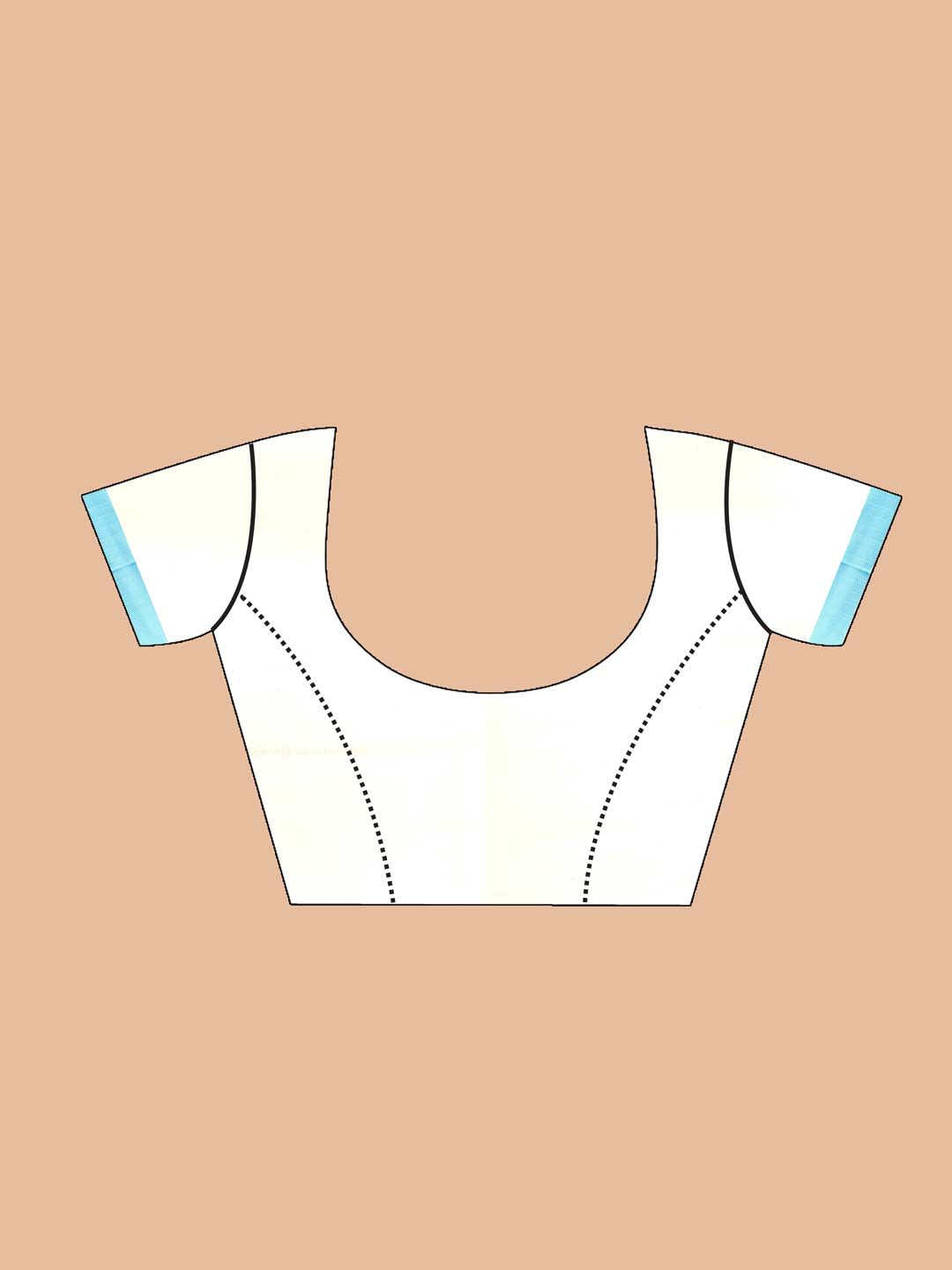 Indethnic Printed Cotton Blend Saree in Blue - Blouse Piece View