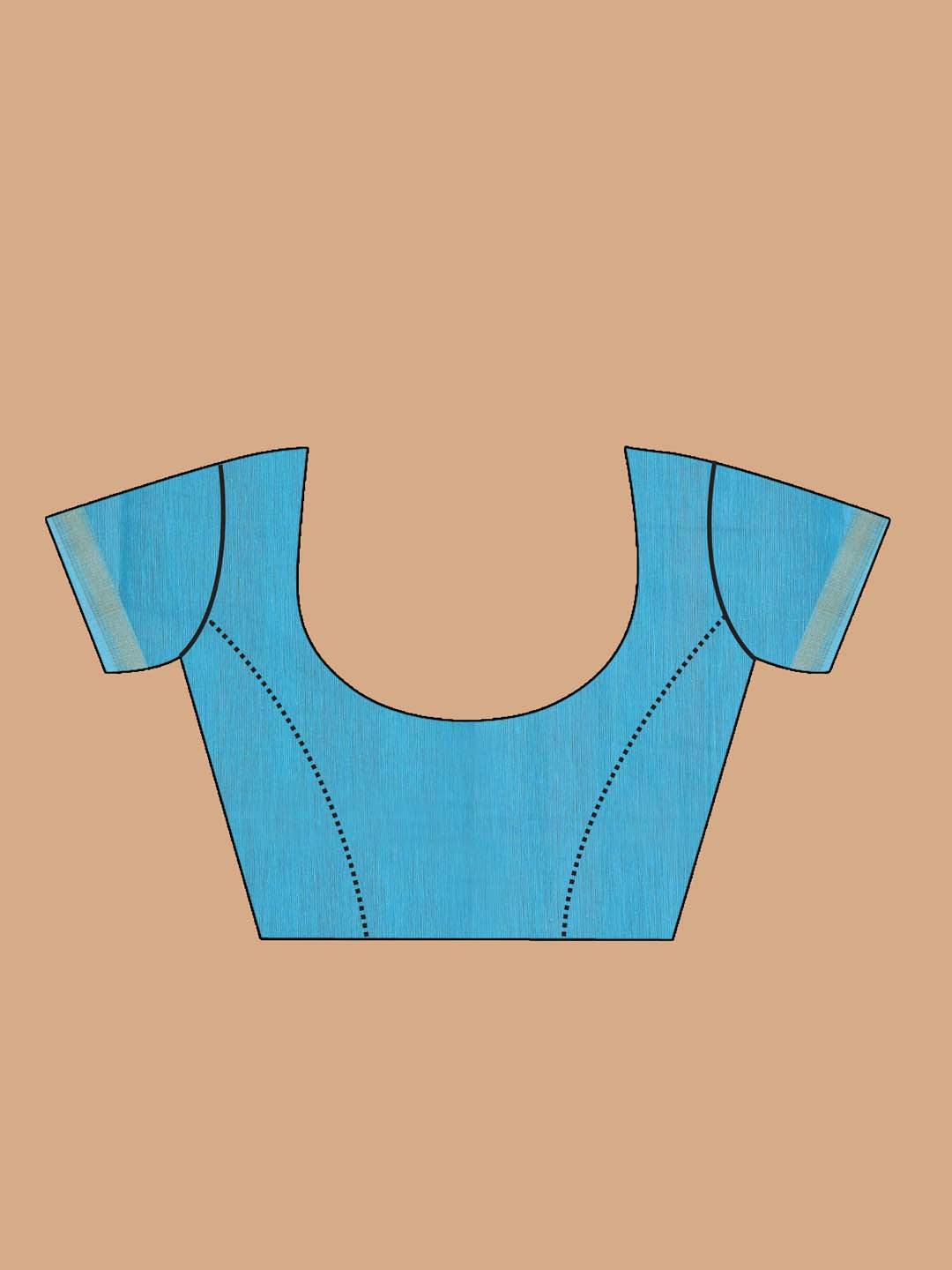 Indethnic Printed Cotton Blend Saree in Blue - Blouse Piece View