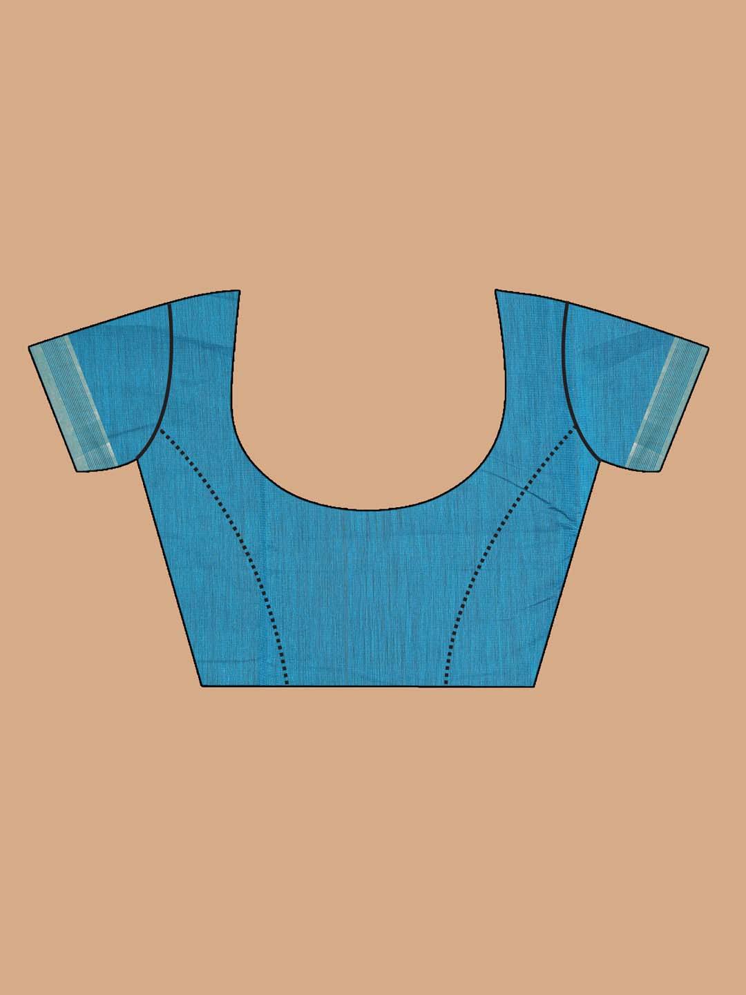 Indethnic Printed Cotton Blend Saree in Blue - Blouse Piece View