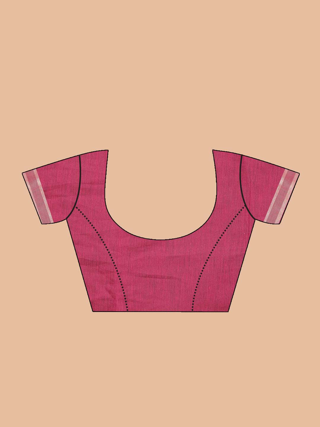 Indethnic Printed Cotton Blend Saree in Magenta - Blouse Piece View