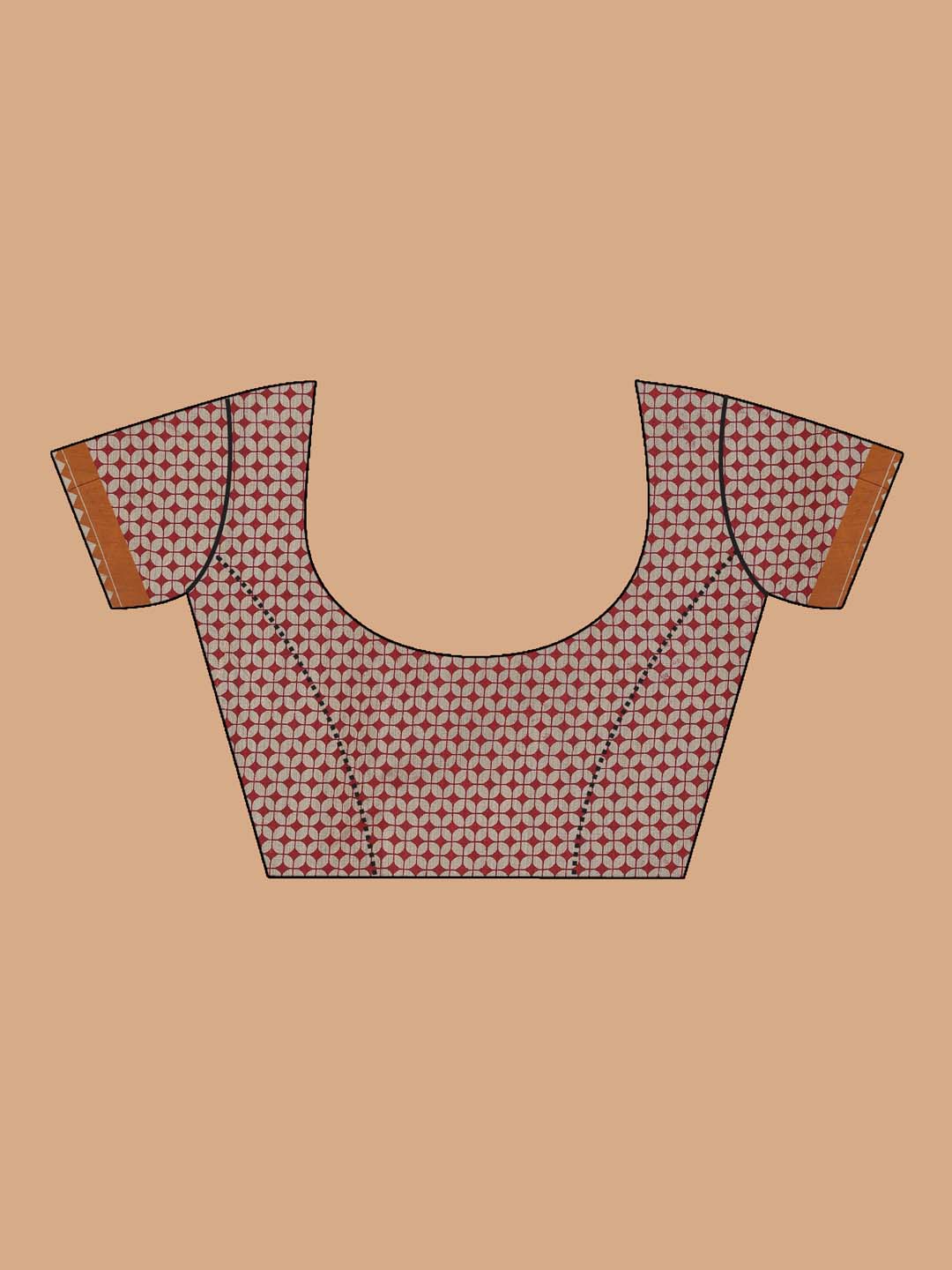 Indethnic Printed Cotton Blend Saree in Maroon - Blouse Piece View