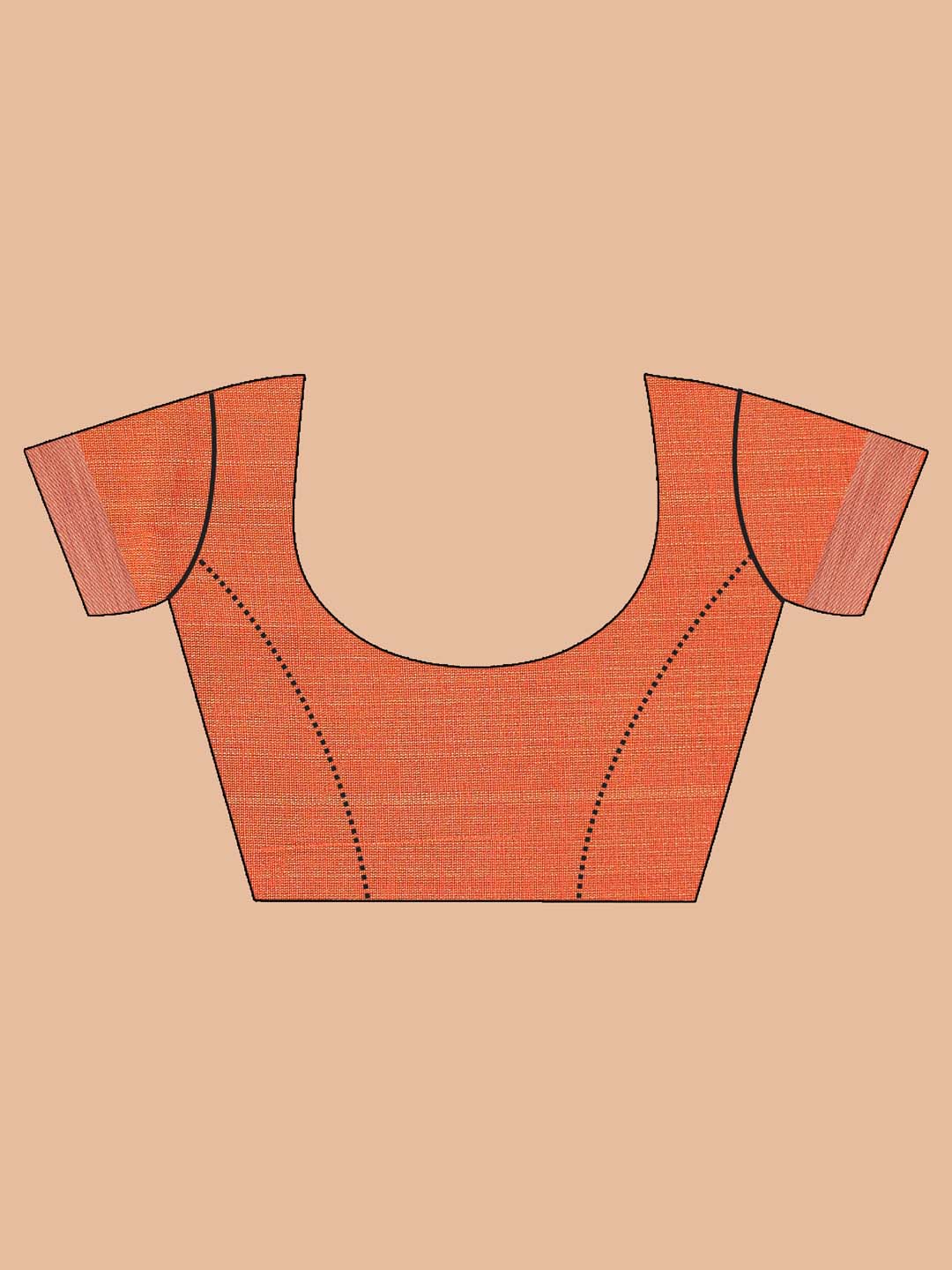 Indethnic Printed Cotton Blend Saree in Rust - Blouse Piece View