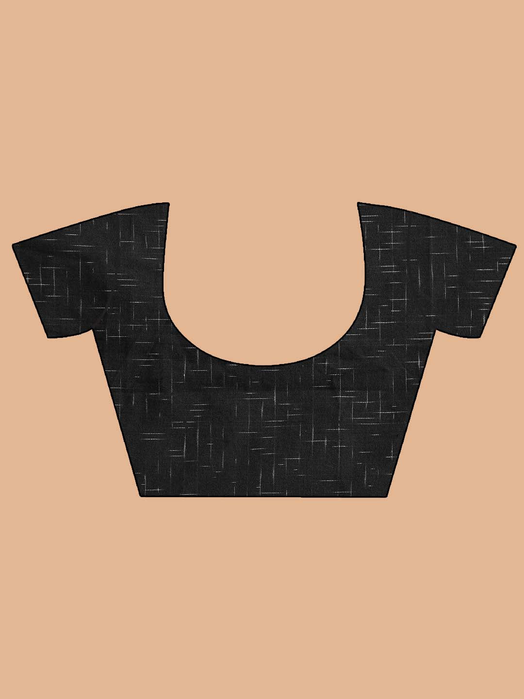 Indethnic Printed Pure Cotton Saree in Black - Blouse Piece View