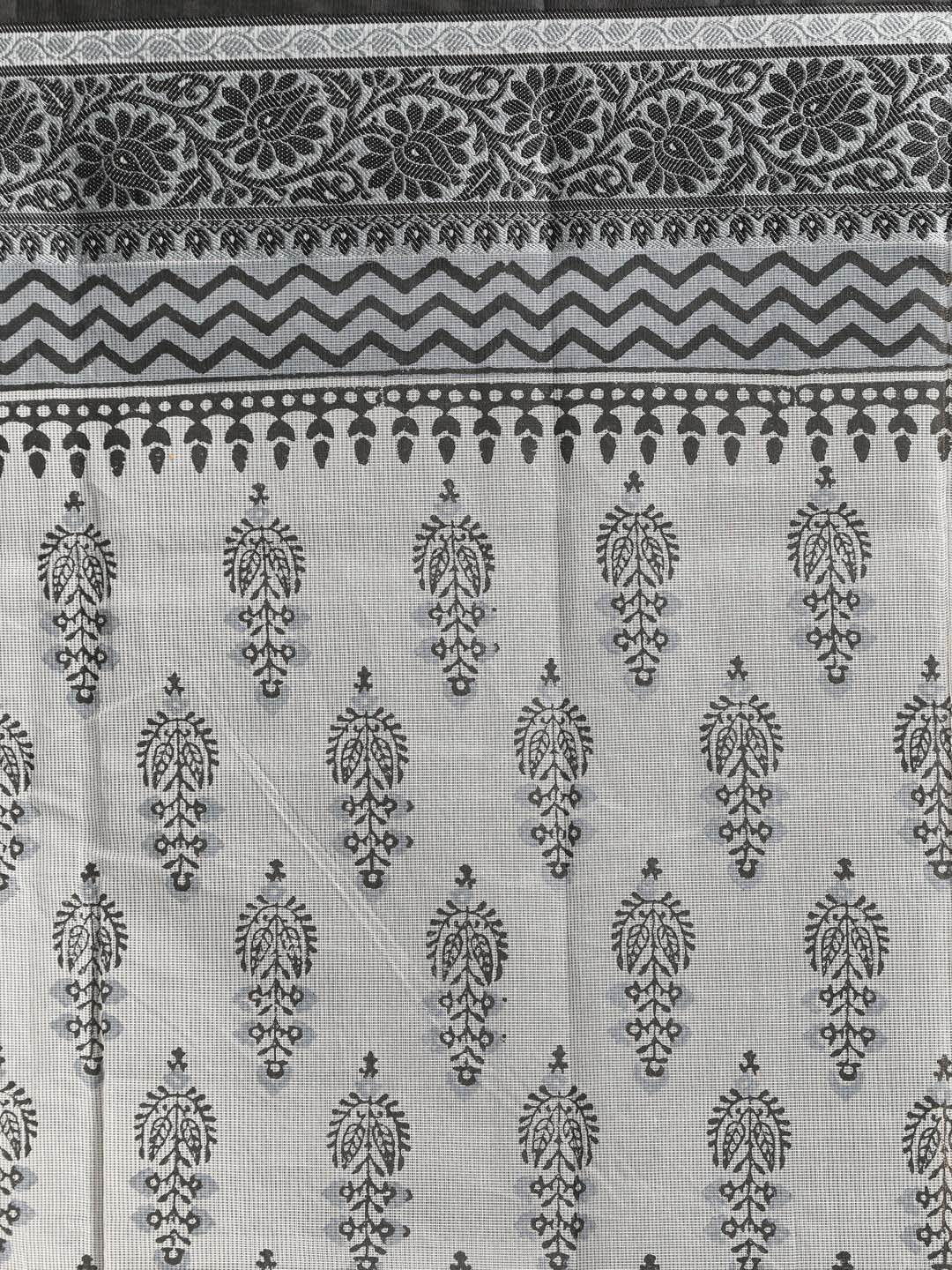 Indethnic Printed Super Net Saree in Black - Saree Detail View