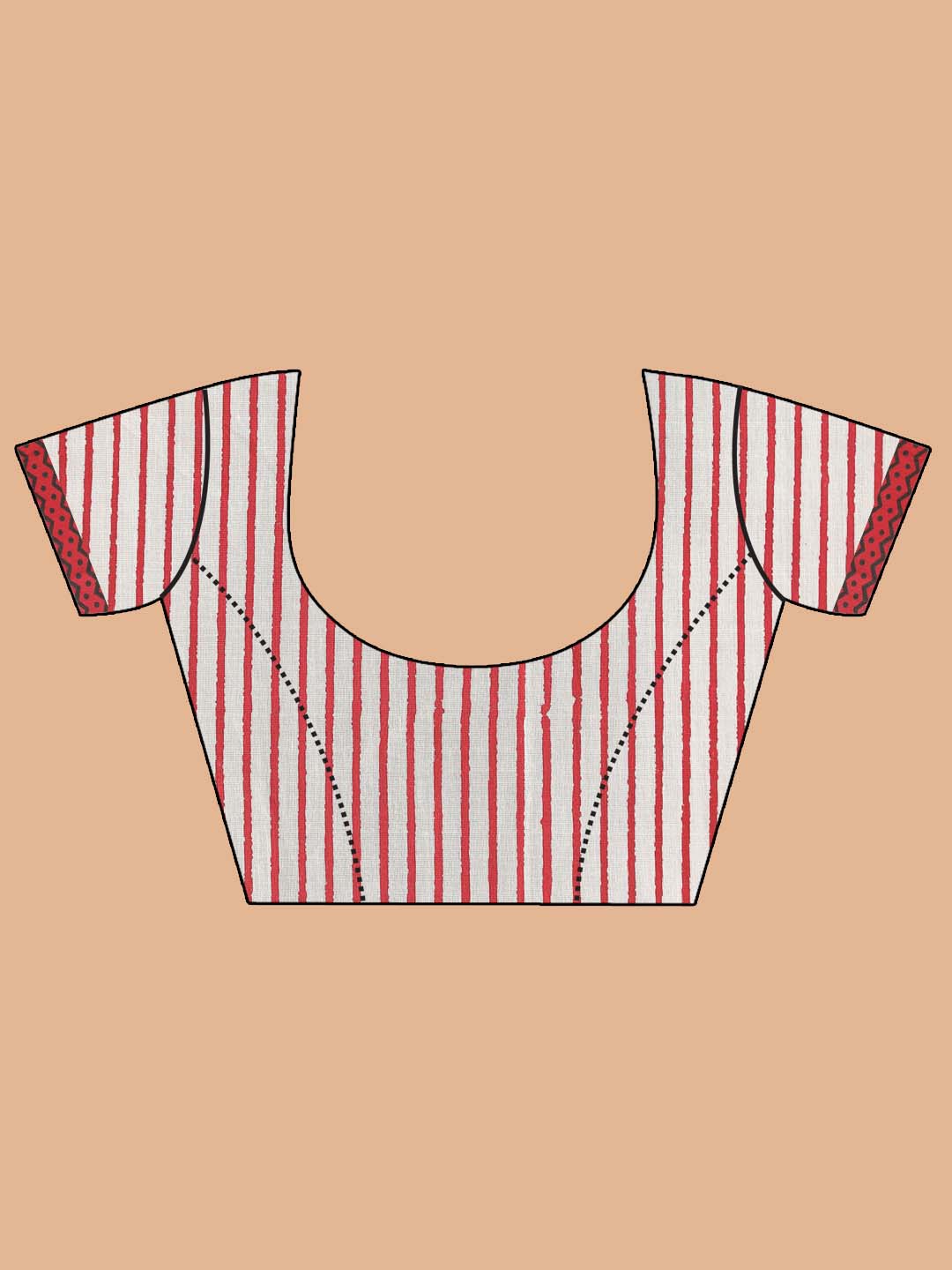 Indethnic Printed Cotton Blend Saree in Black - Blouse Piece View