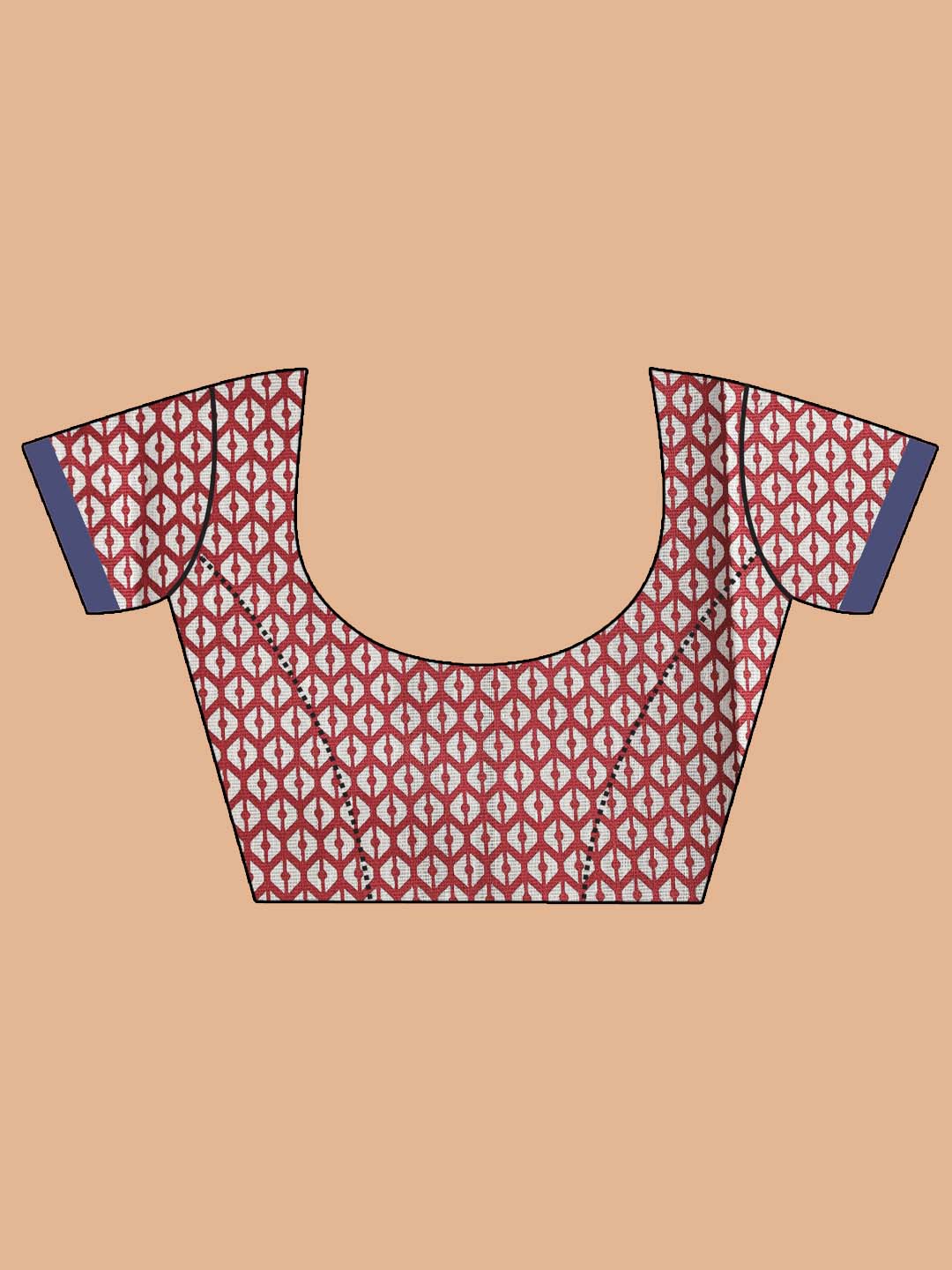 Indethnic Printed Super Net Saree in Blue - Blouse Piece View