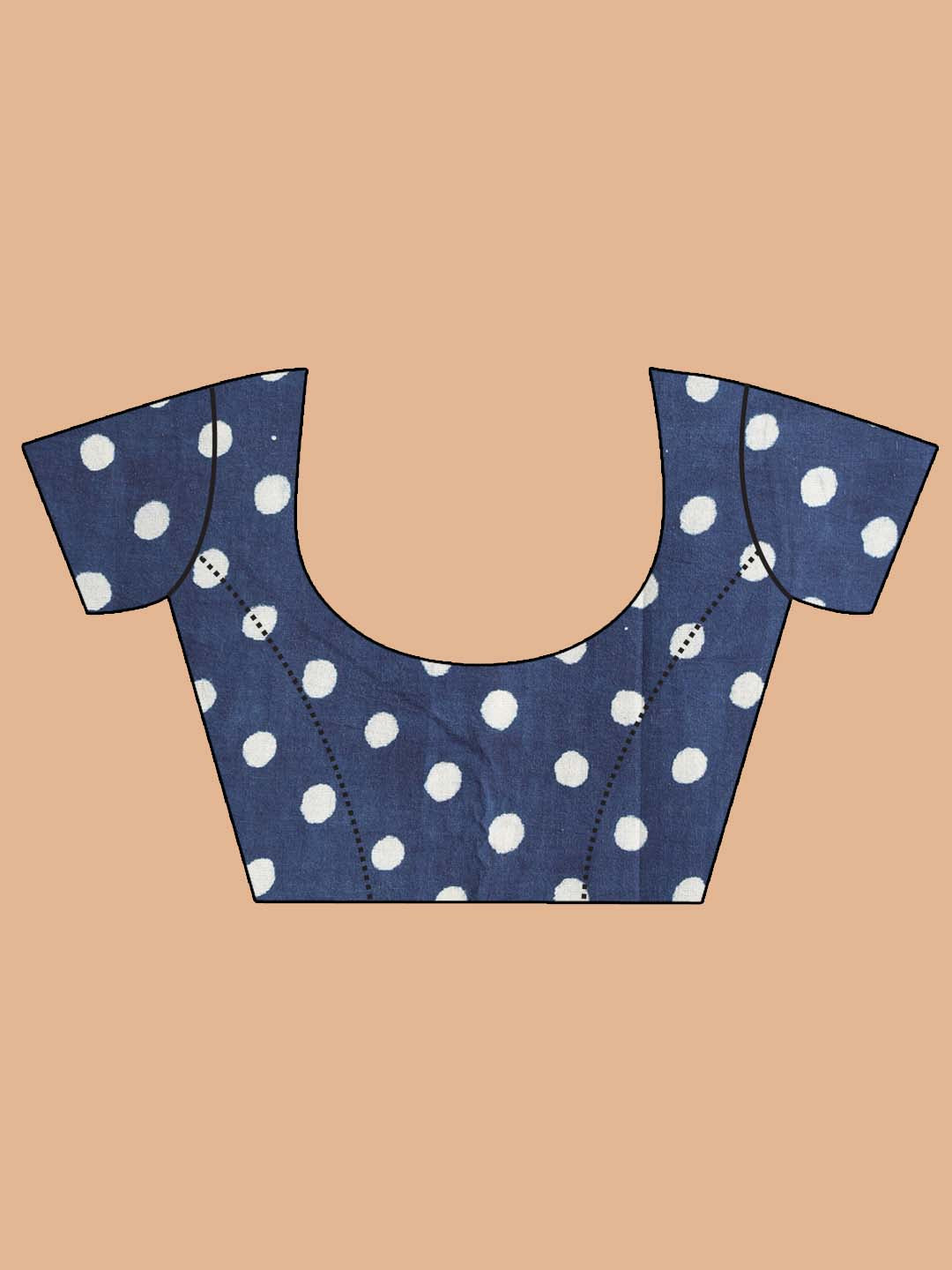 Indethnic Printed Super Net Saree in Coral - Blouse Piece View