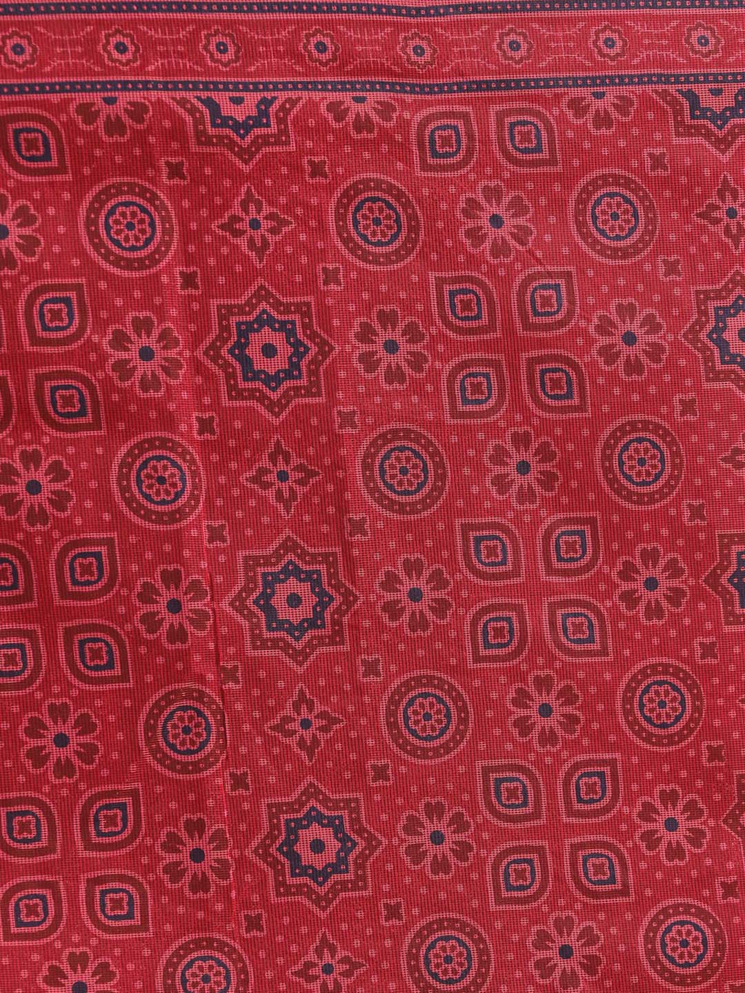 Indethnic Printed Super Net Saree in Magenta - Saree Detail View