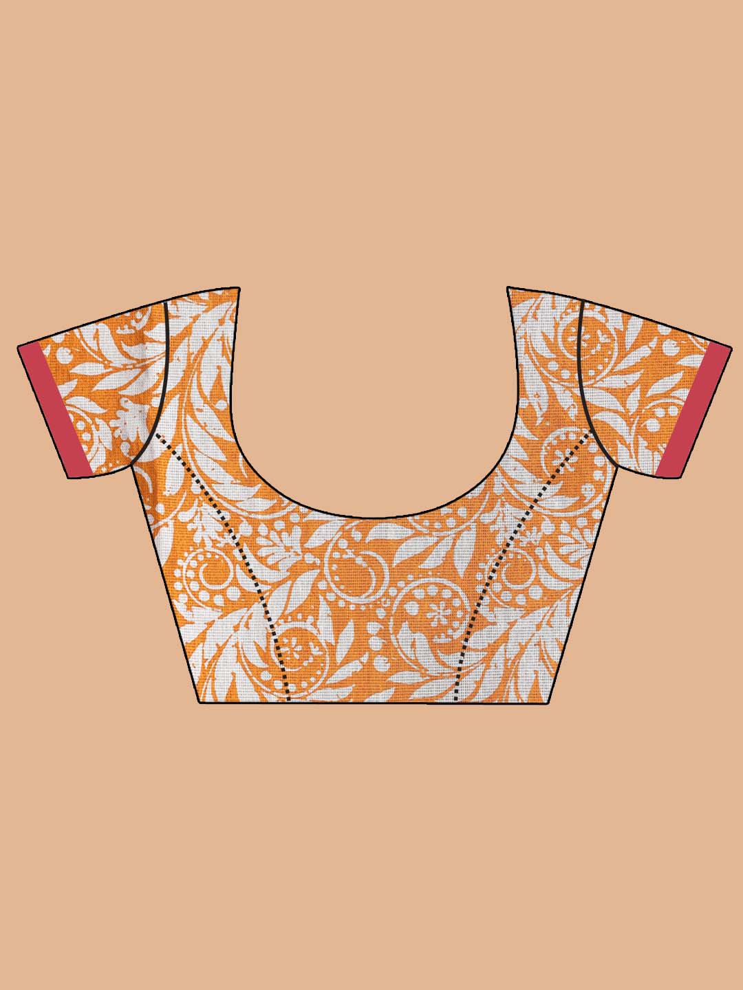 Indethnic Printed Super Net Saree in Maroon - Blouse Piece View