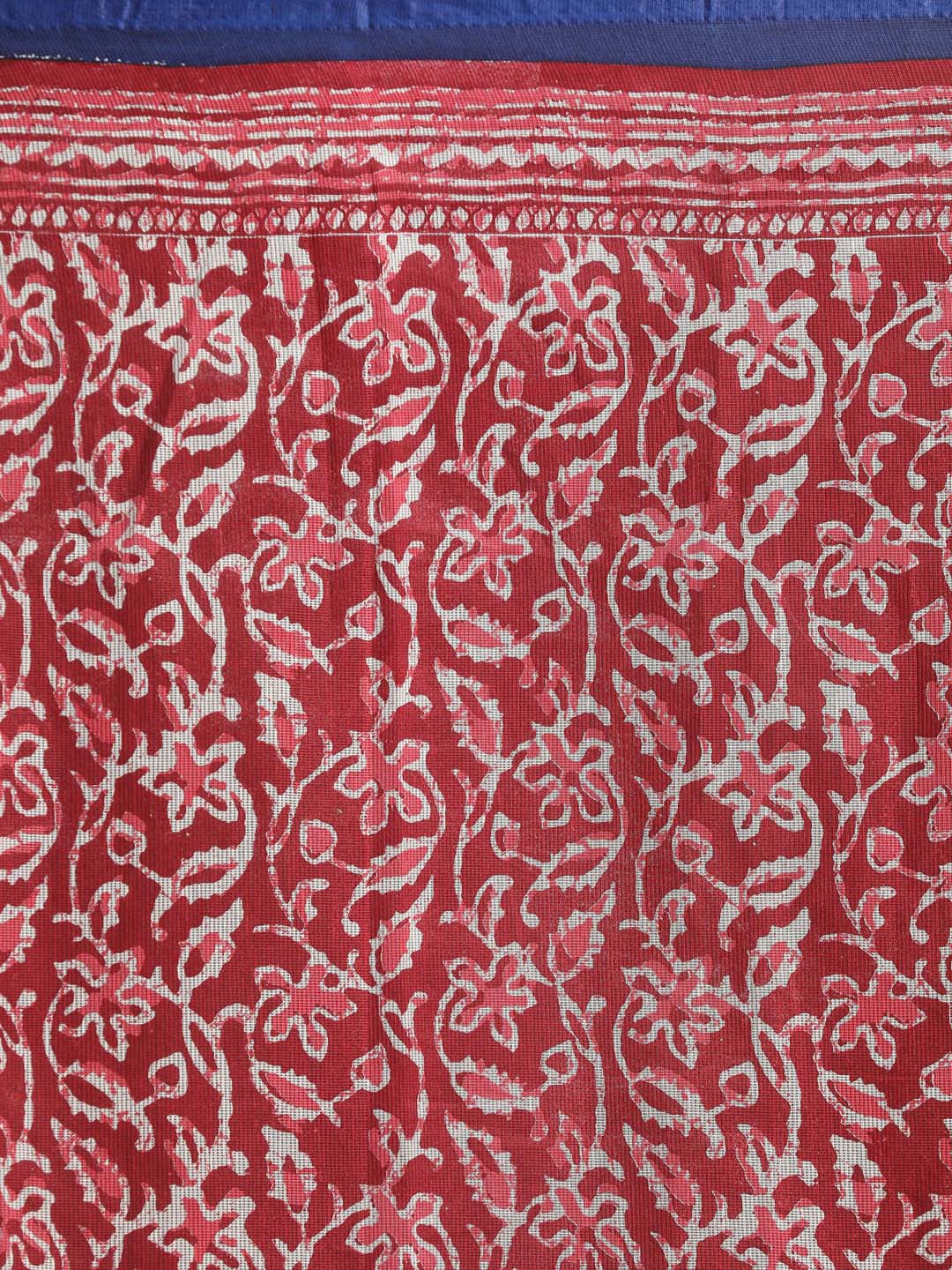 Indethnic Printed Super Net Saree in Maroon - Saree Detail View