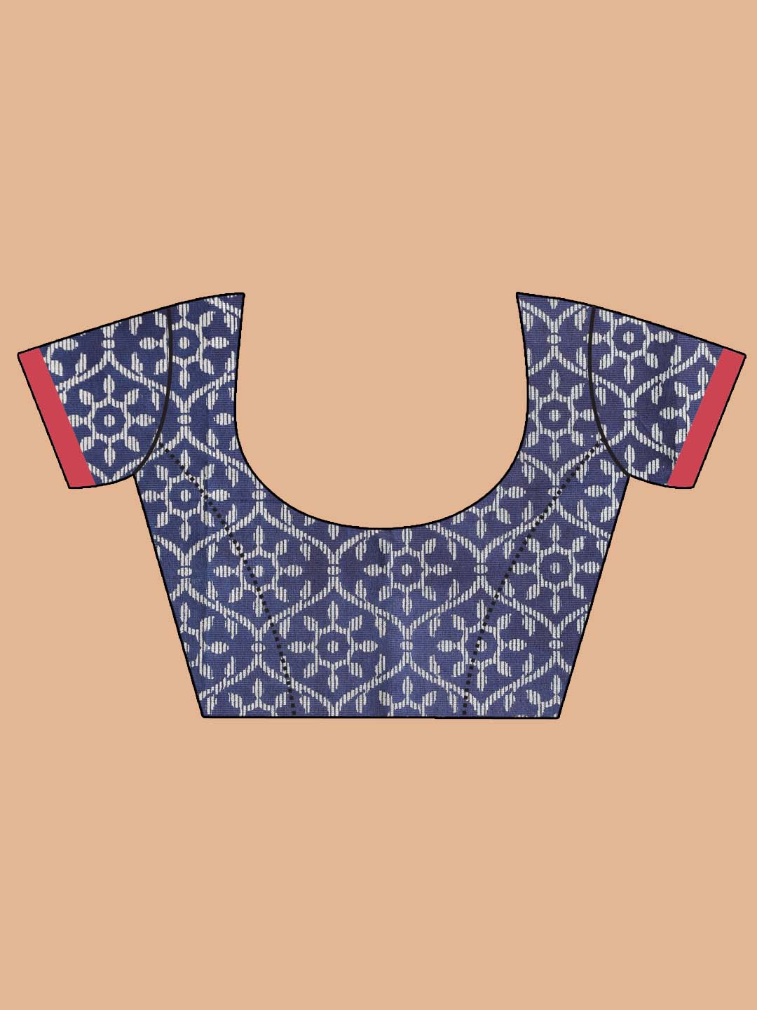 Indethnic Printed Super Net Saree in Maroon - Blouse Piece View