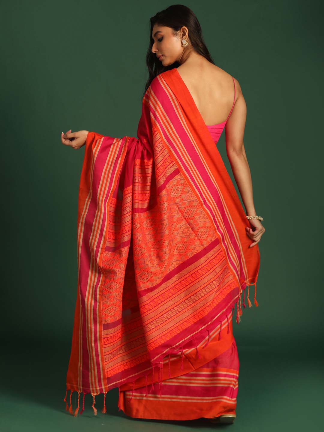 Indethnic Red Pure Cotton Ethnic Motifs Design Jamdani - View 3