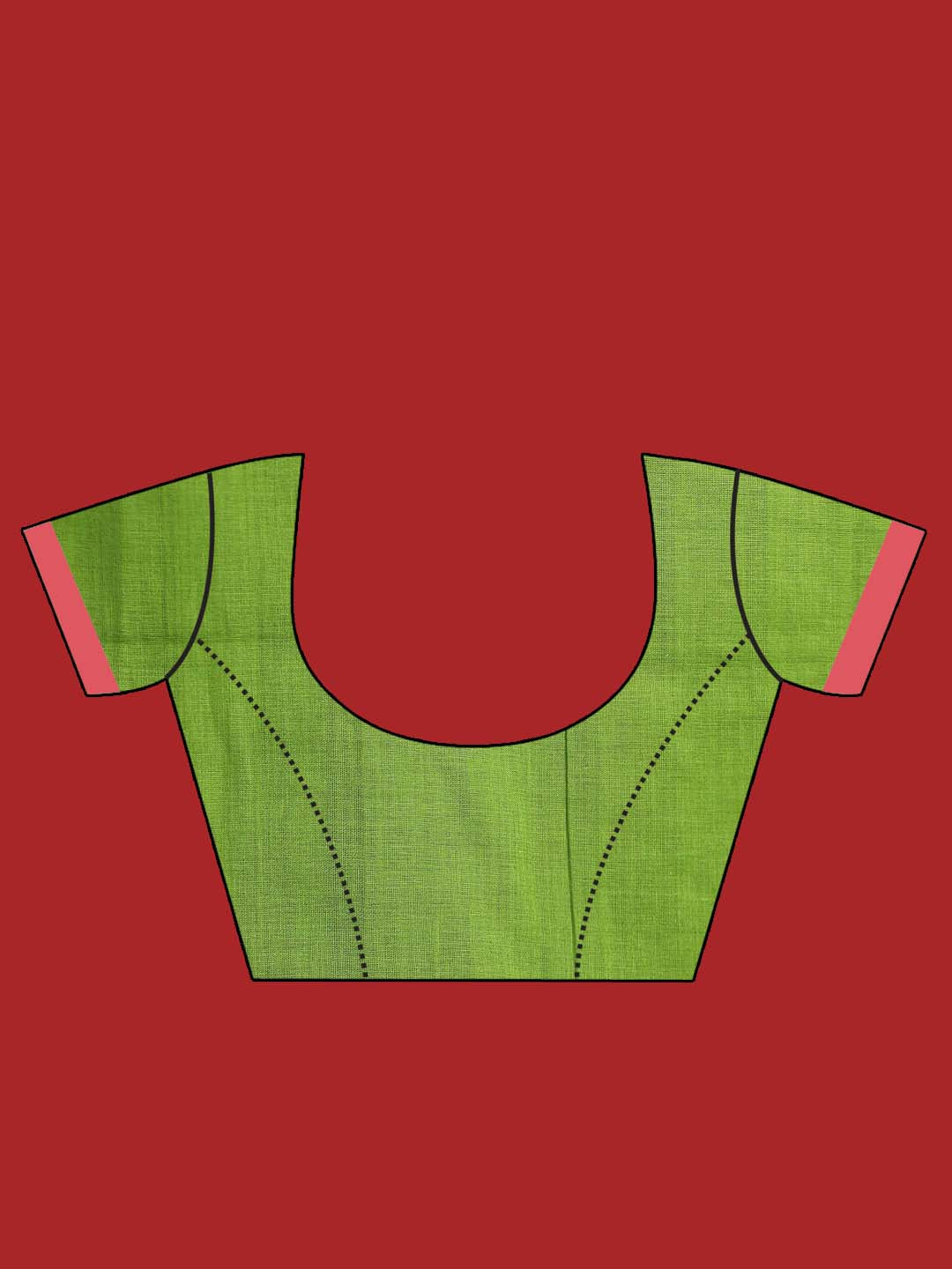 Indethnic Green Pure Cotton Ethnic Motifs Design Jamdani - Blouse Piece View