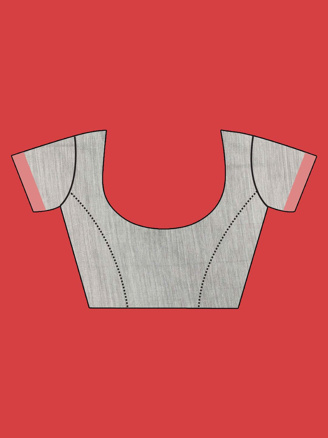 Indethnic Grey, Black and Red Solid Colour Blocked Saree - Blouse Piece View