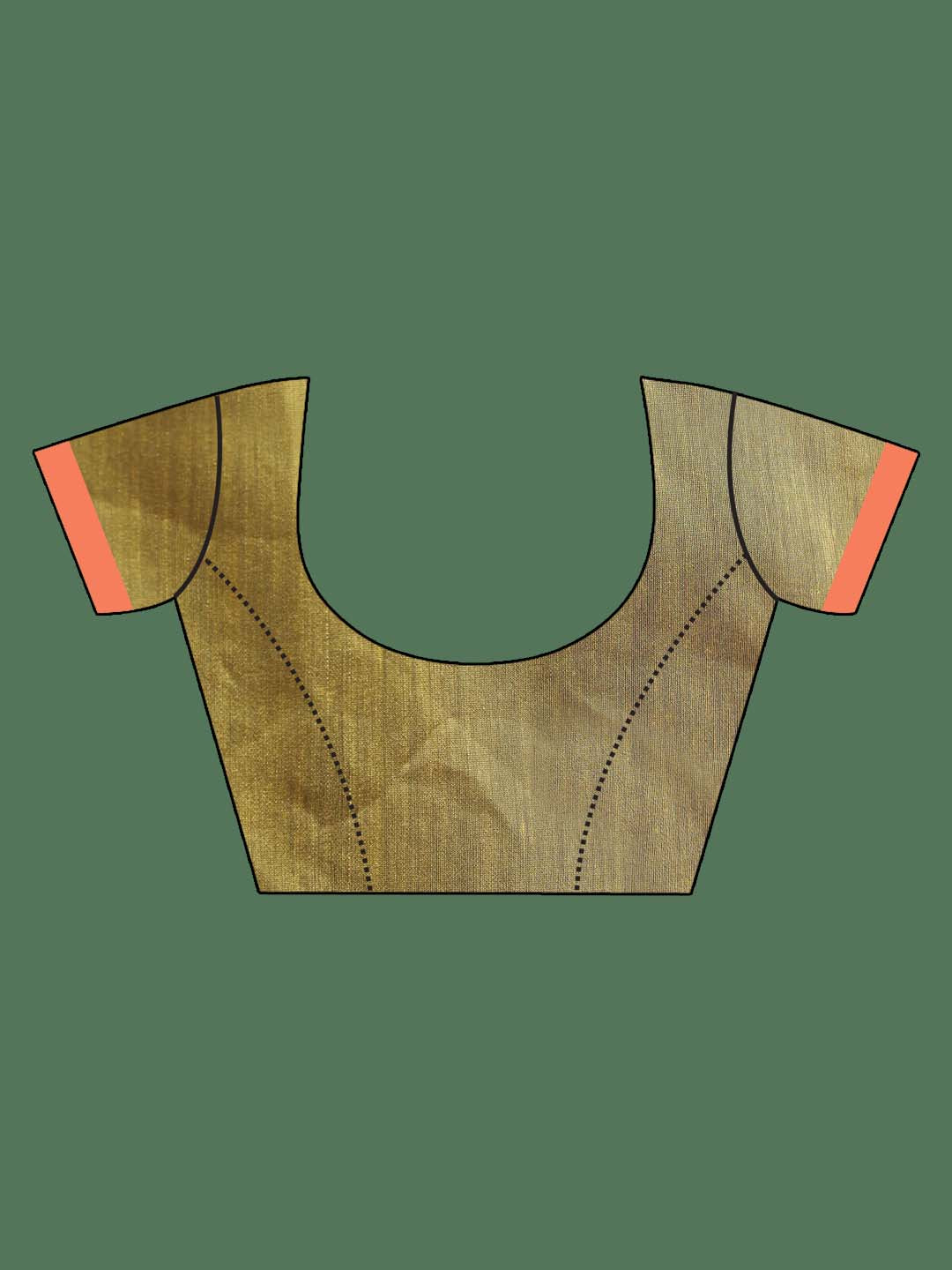 Indethnic Magenta and Beige Solid Colour Blocked Saree - Blouse Piece View