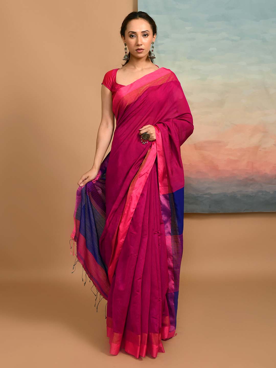 VIVID HARMONY (BENGAL HANDLOOM COTTON BLEND SAREE)
