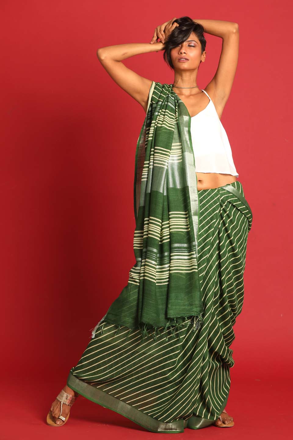 VERDANT WHISPER (BHAGALPURI LIVA SAREE)
