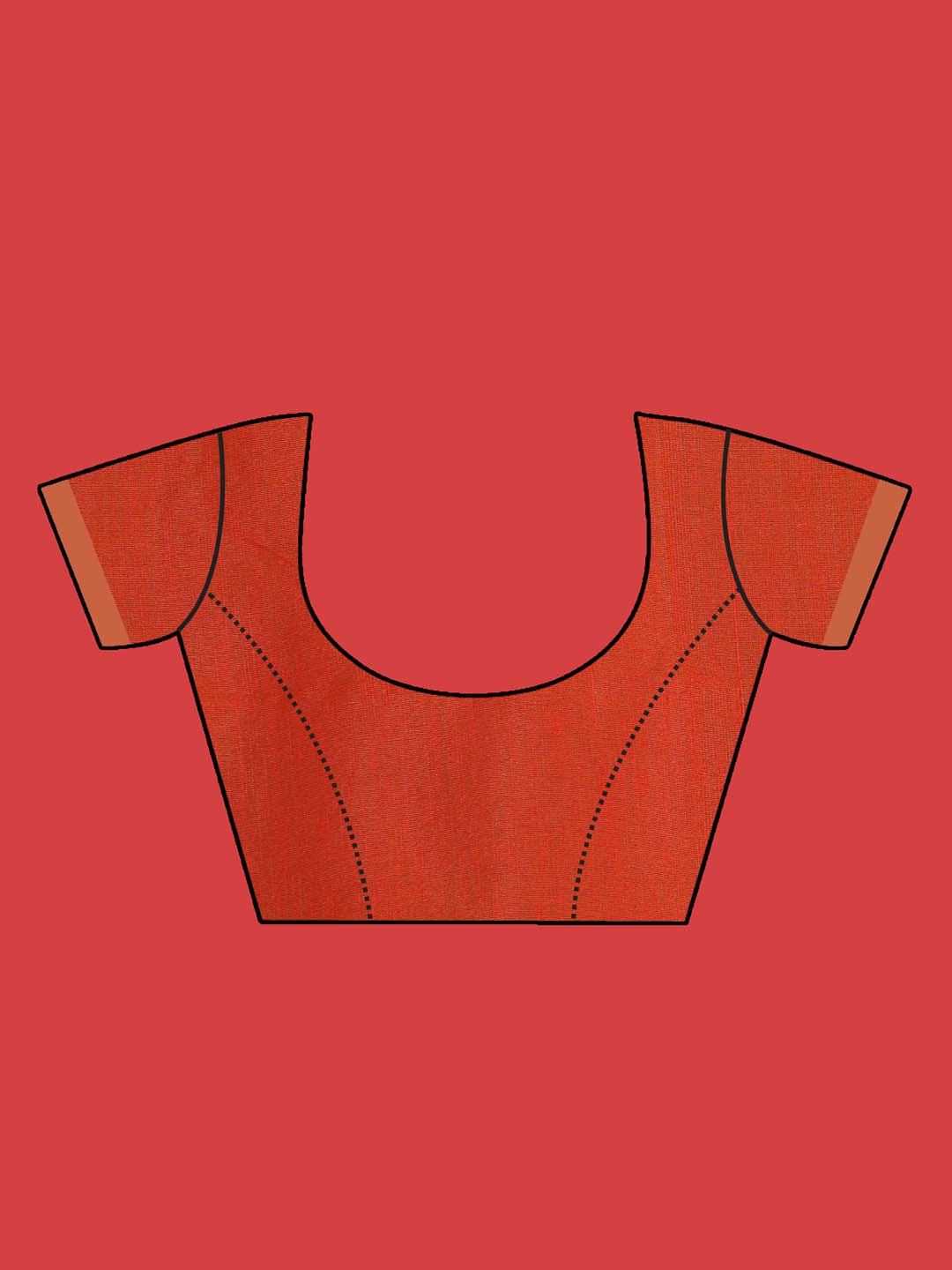 Indethnic Orange Pochampally Ikkat Saree - Blouse Piece View