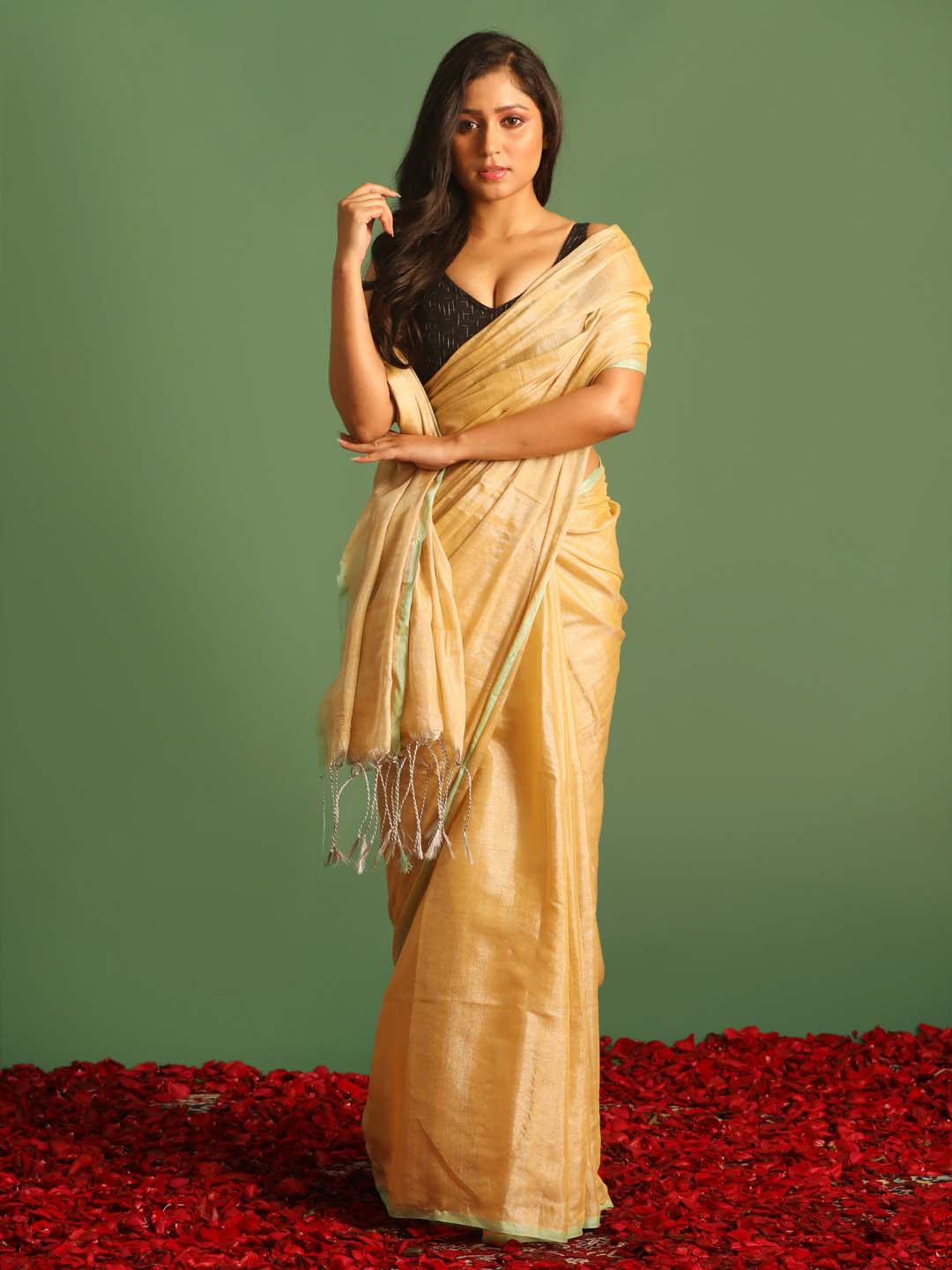 Indethnic Beige Solid Party Wear - View 1