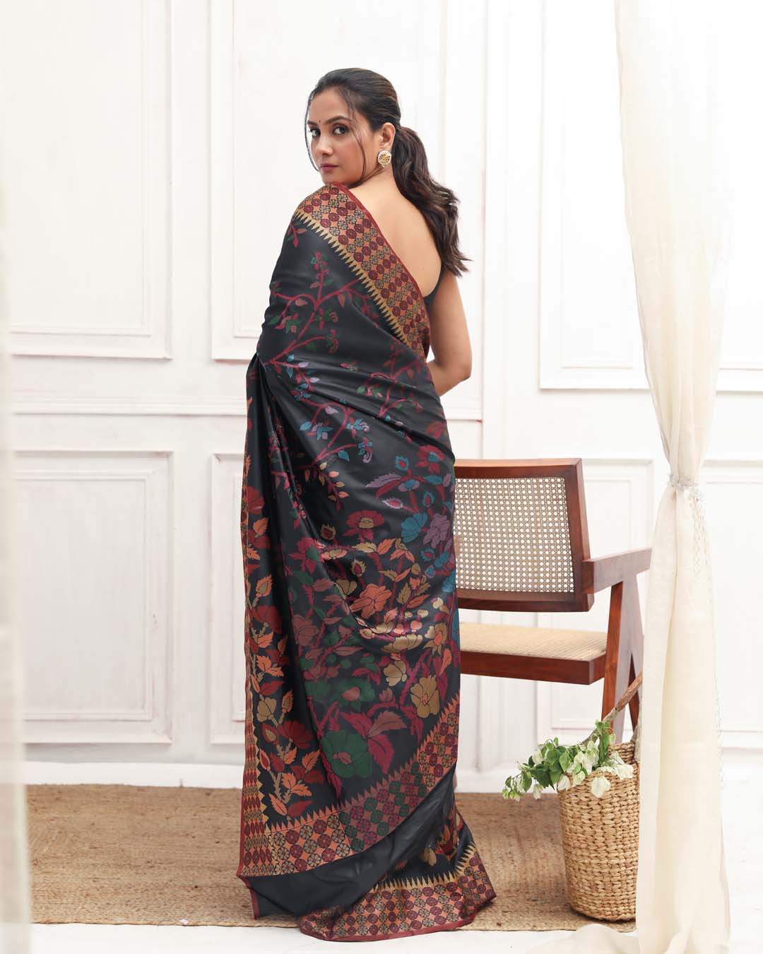 MIDNIGHT ELEGANCE (HANDLOOM ART SILK SAREE)