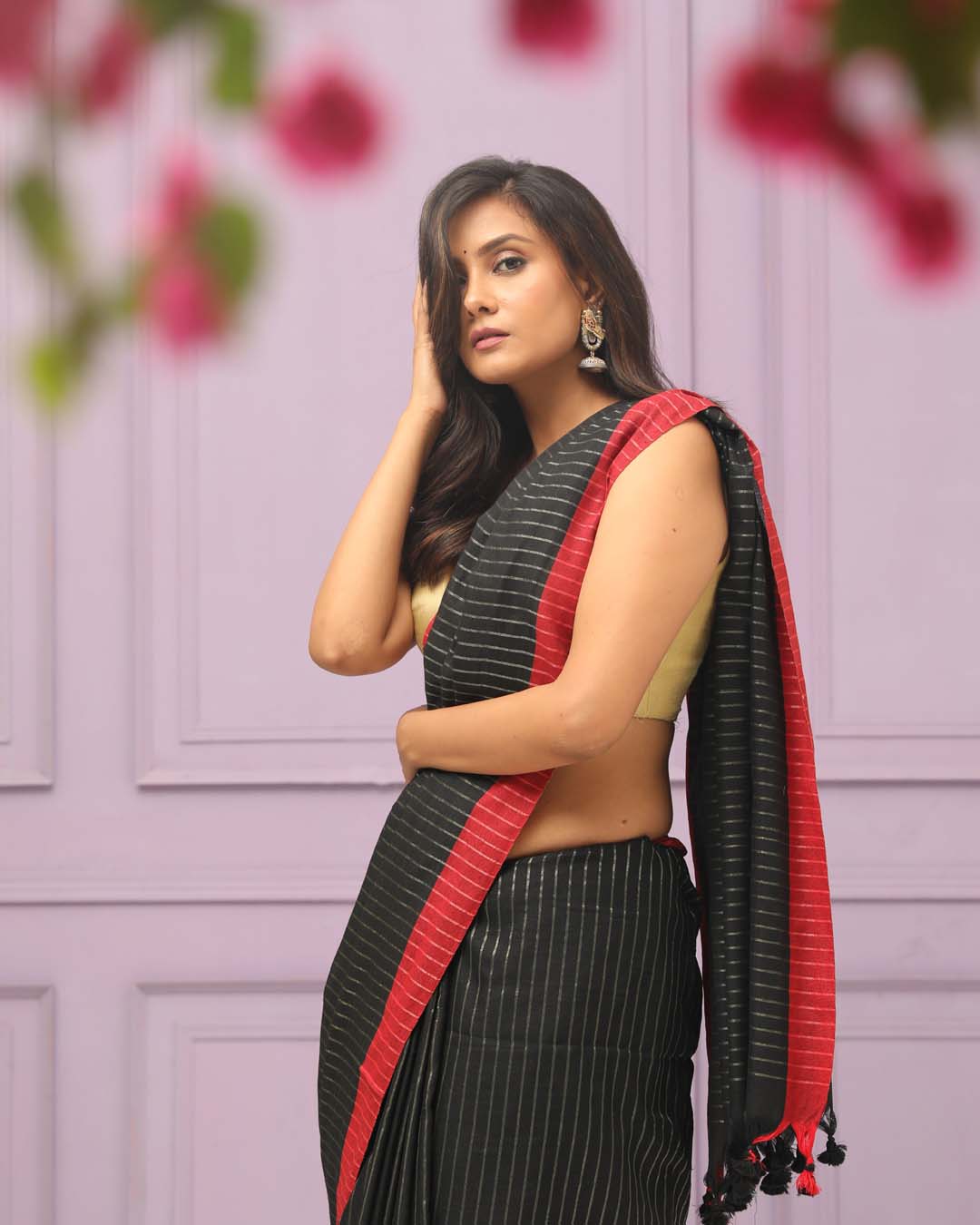 EBONY STRIPES (BENGAL HANDLOOM COTTON BLEND SAREE)