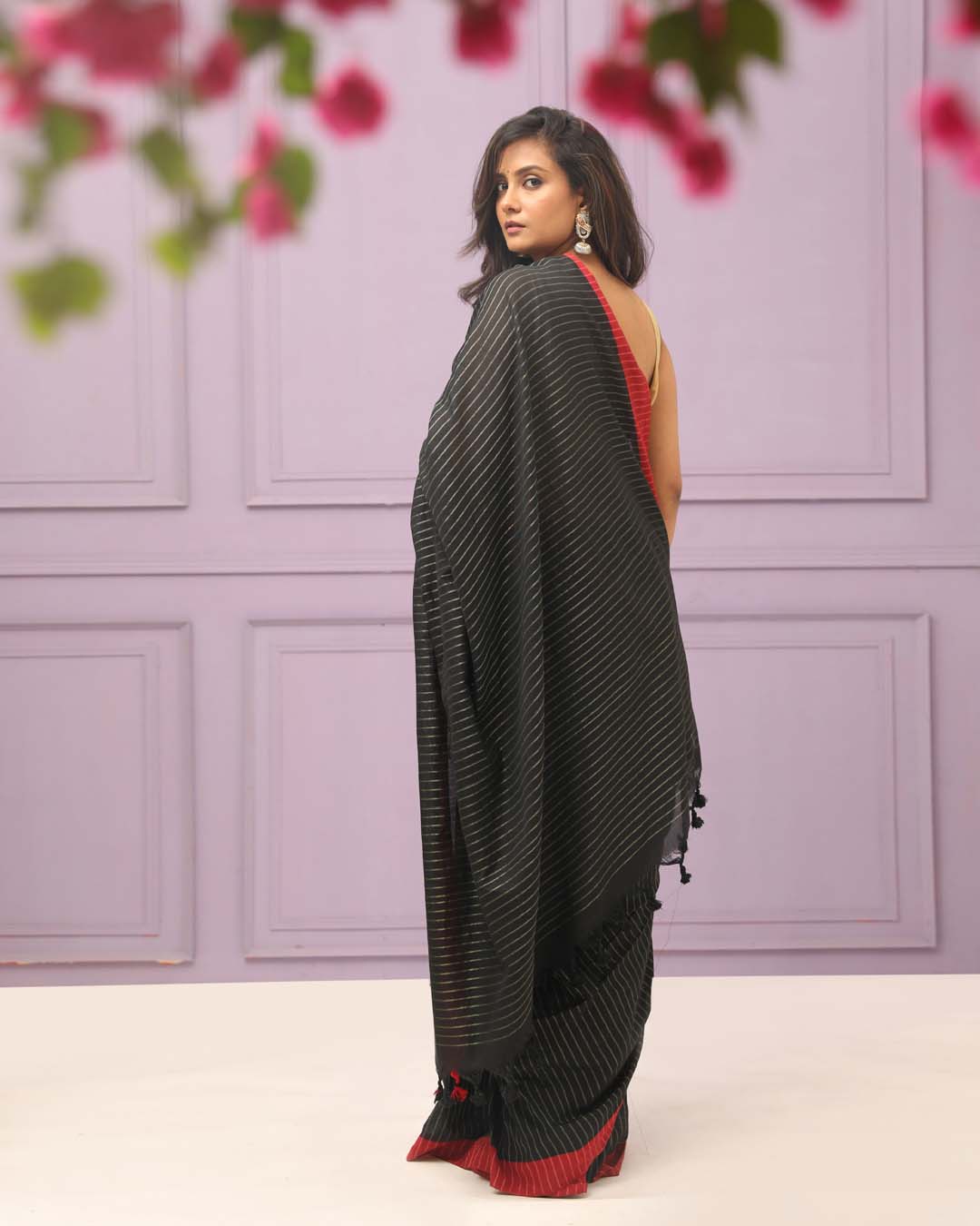 EBONY STRIPES (BENGAL HANDLOOM COTTON BLEND SAREE)