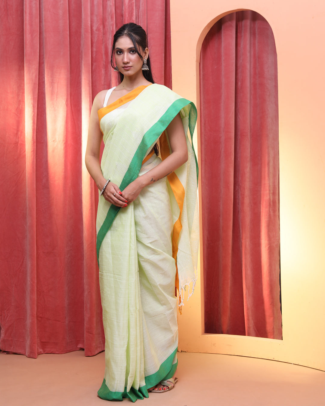 VERDANT STRIPES (JAMDANI SAREE)