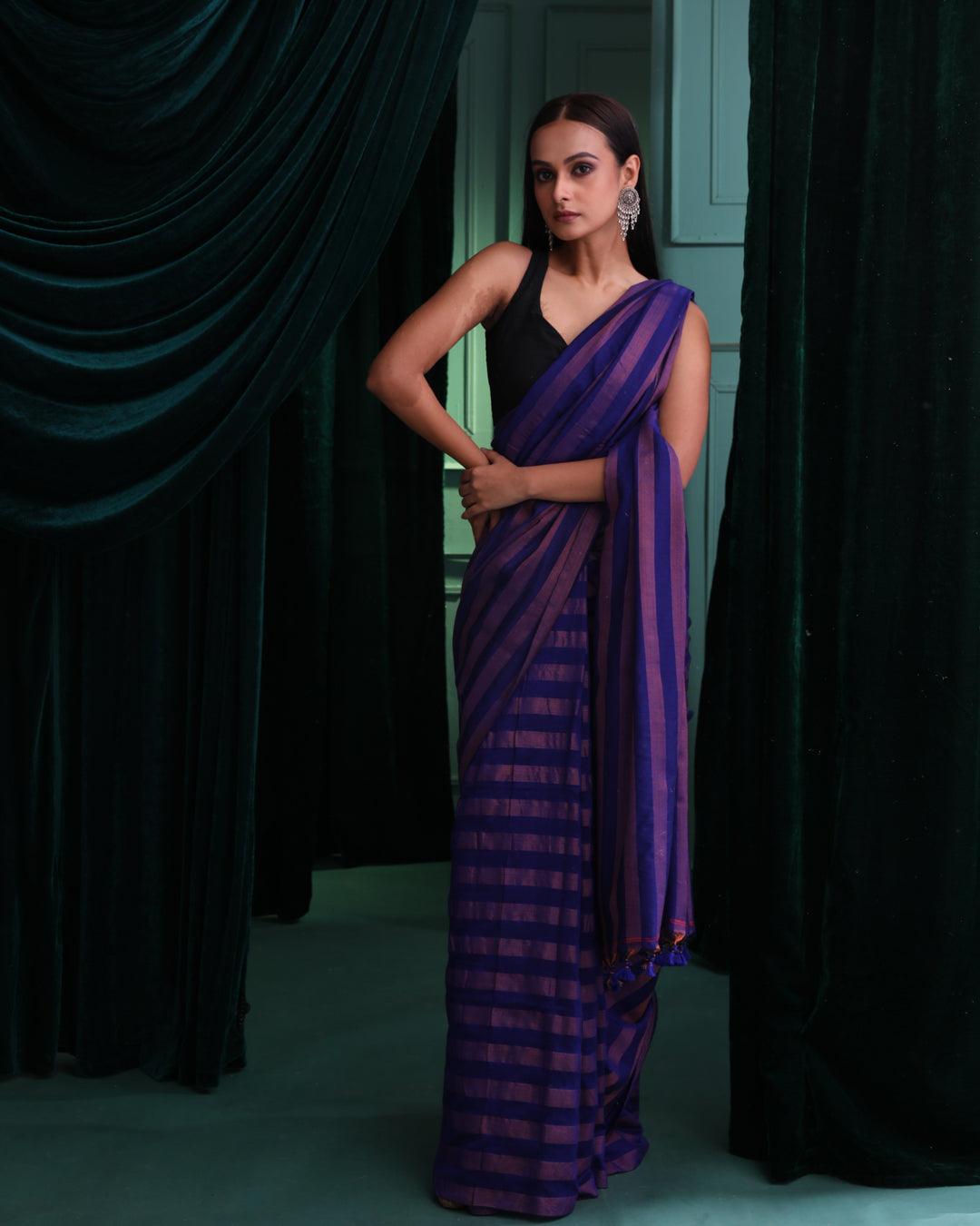 MIDNIGHT ELEGANCE (HANDLOOM 100% PURE COTTON SAREE)