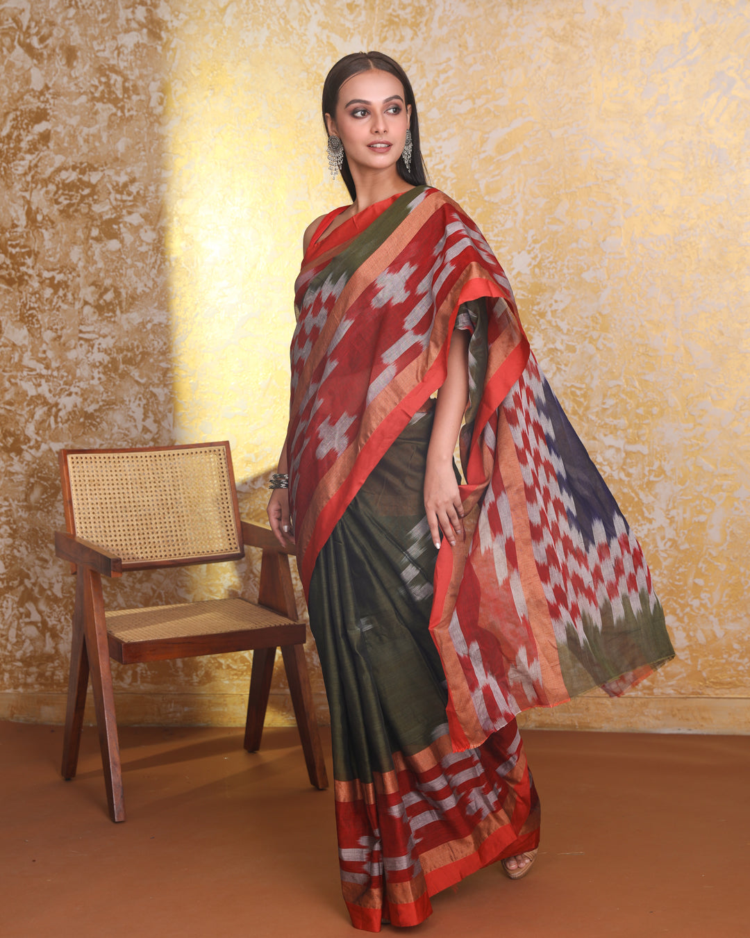 OLIVE SERENITY (IKAT SAREE)