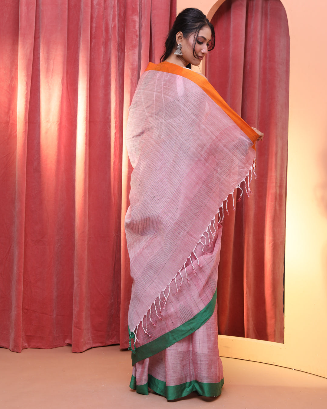 BLUSH STRIPES (JAMDANI SAREE)