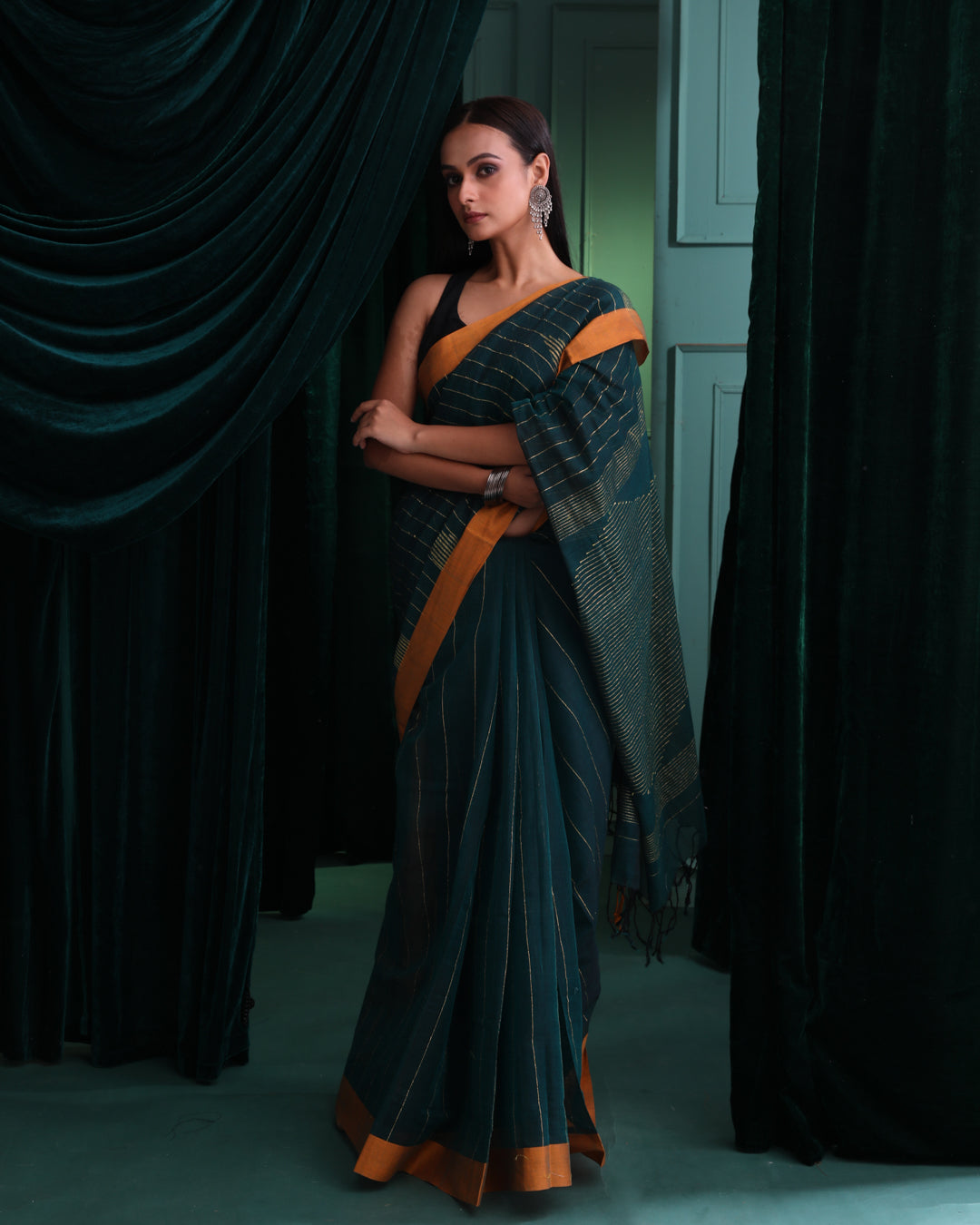 EMERALD STRIPES (JAMDANI SAREE)