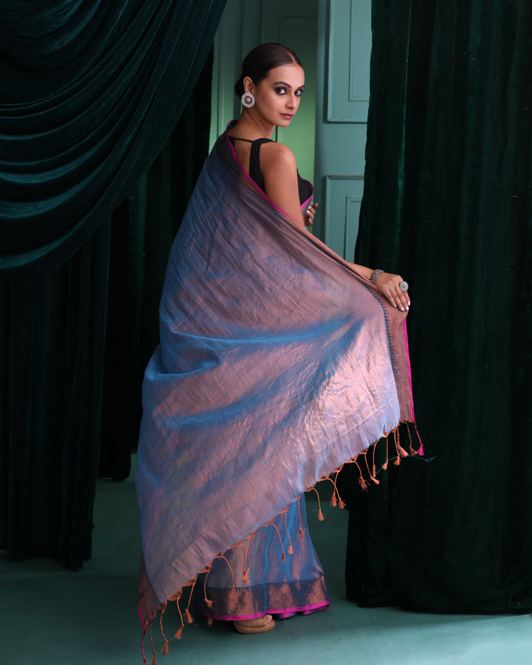ROYAL AZURE (HANDLOOM COTTON BLEND SAREE)
