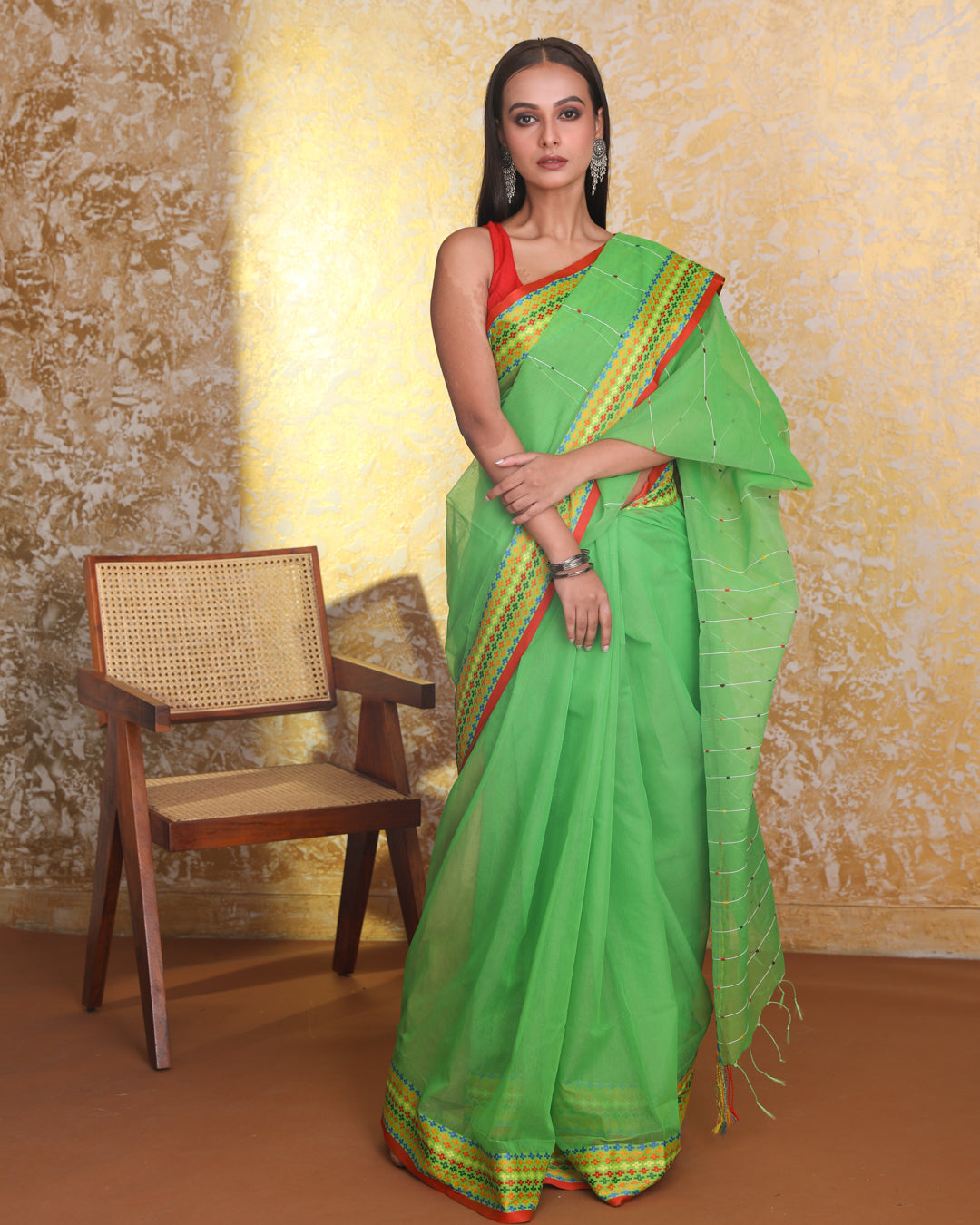 VERDANT STRIPES (CHANDERI SAREE)