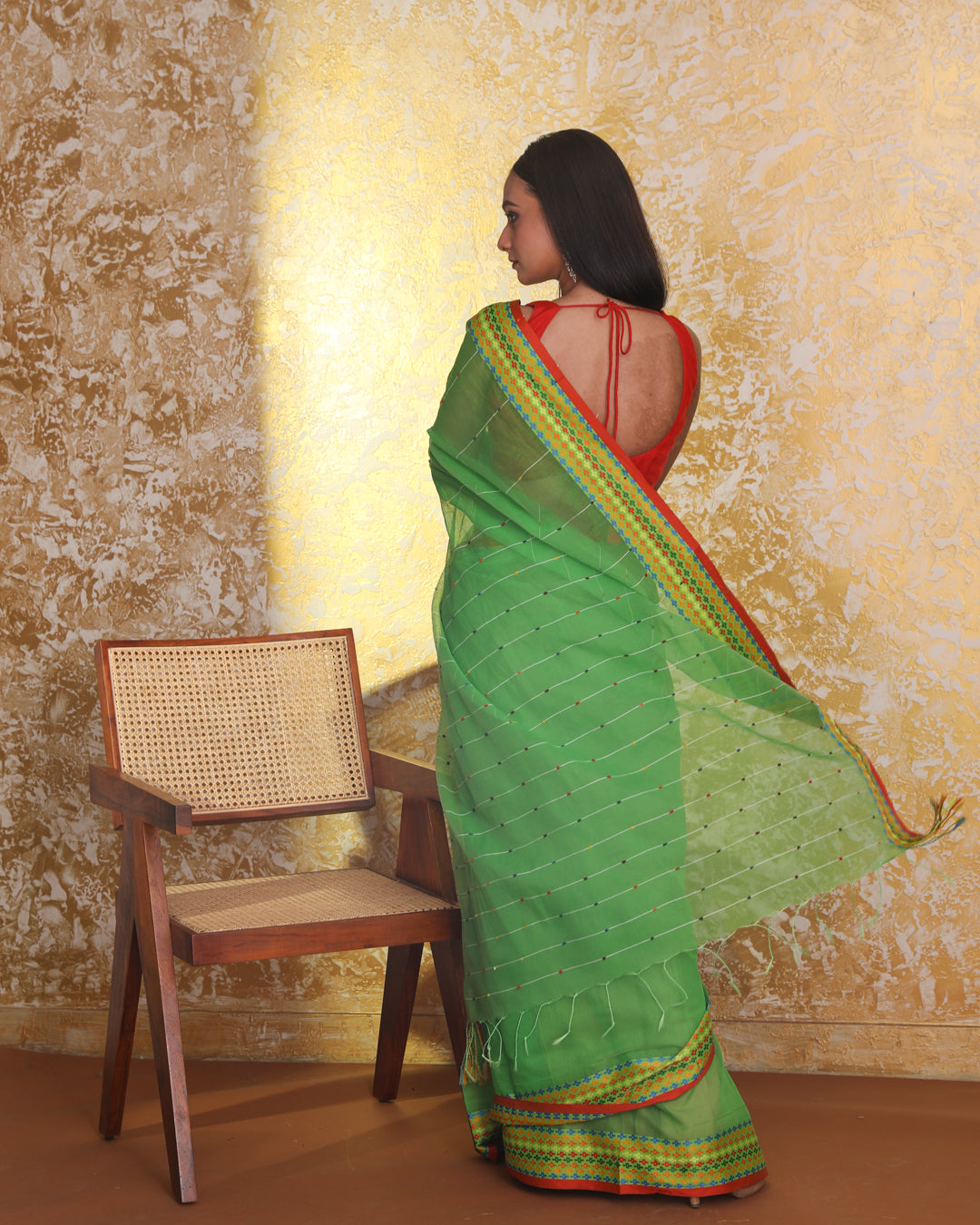 VERDANT STRIPES (CHANDERI SAREE)