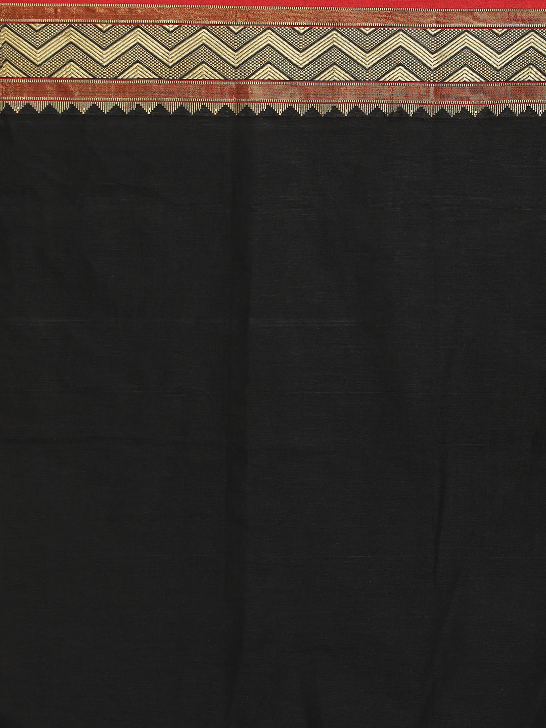 Indethnic Black Pure Cotton Solid Saree - Saree Detail View