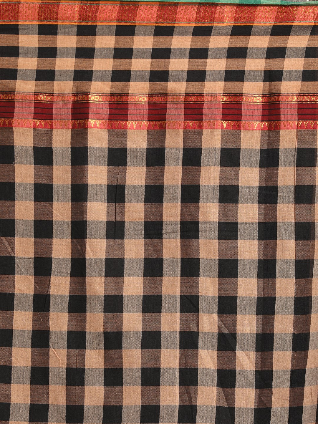 Indethnic Beige Pure Cotton Solid Saree - Saree Detail View