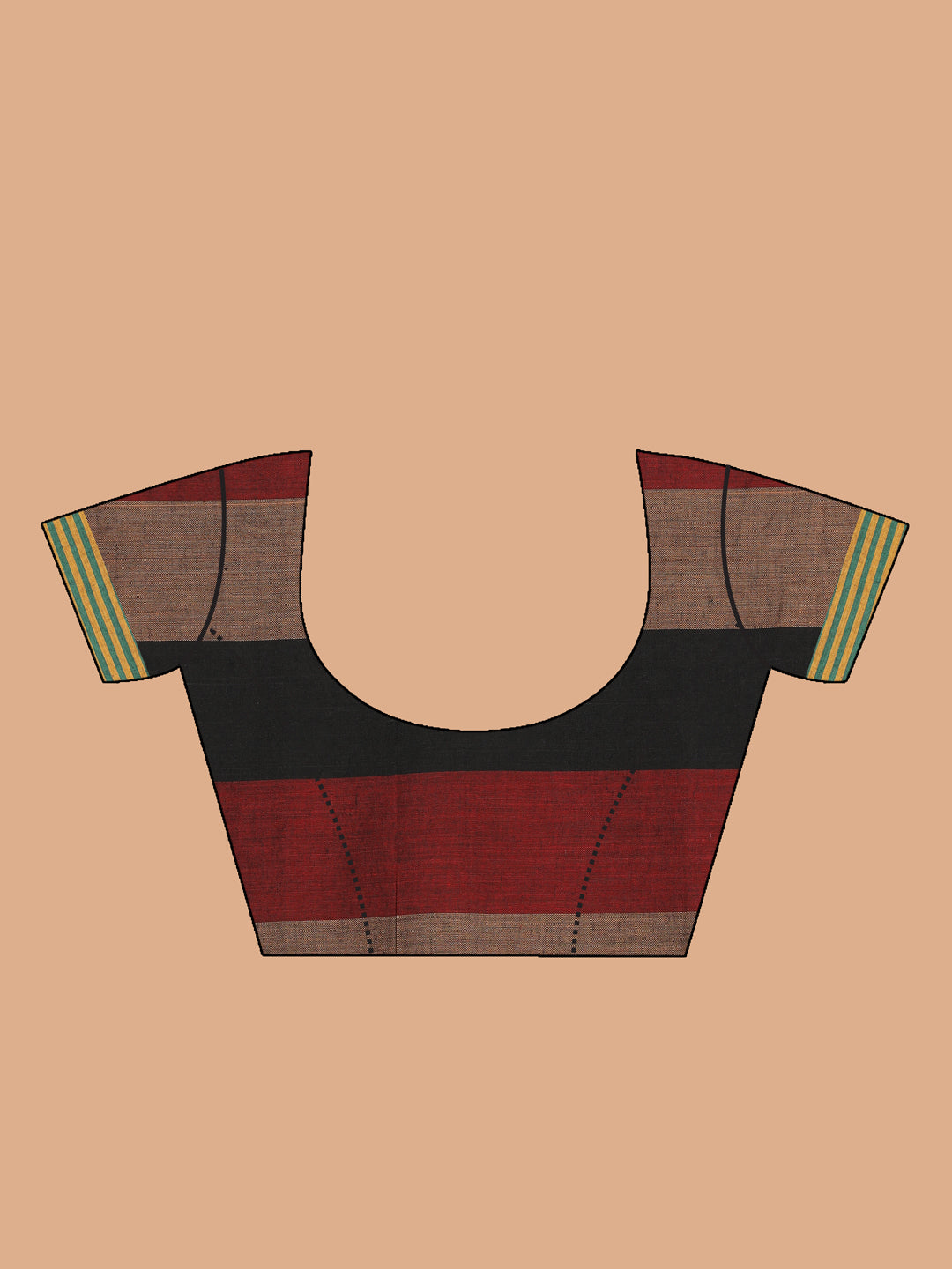 Indethnic Brown Pure Cotton Solid Saree - Blouse Piece View