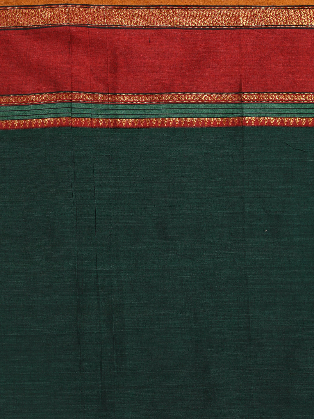 Indethnic Green Pure Cotton Solid Saree - Saree Detail View