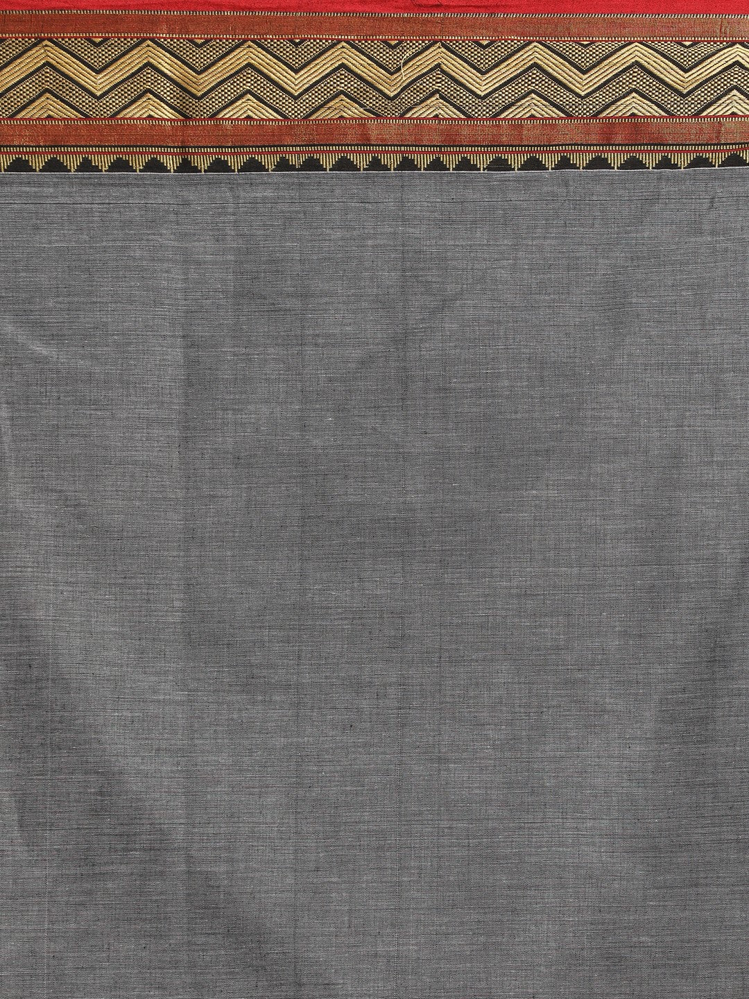 Indethnic Grey Pure Cotton Solid Saree - Saree Detail View