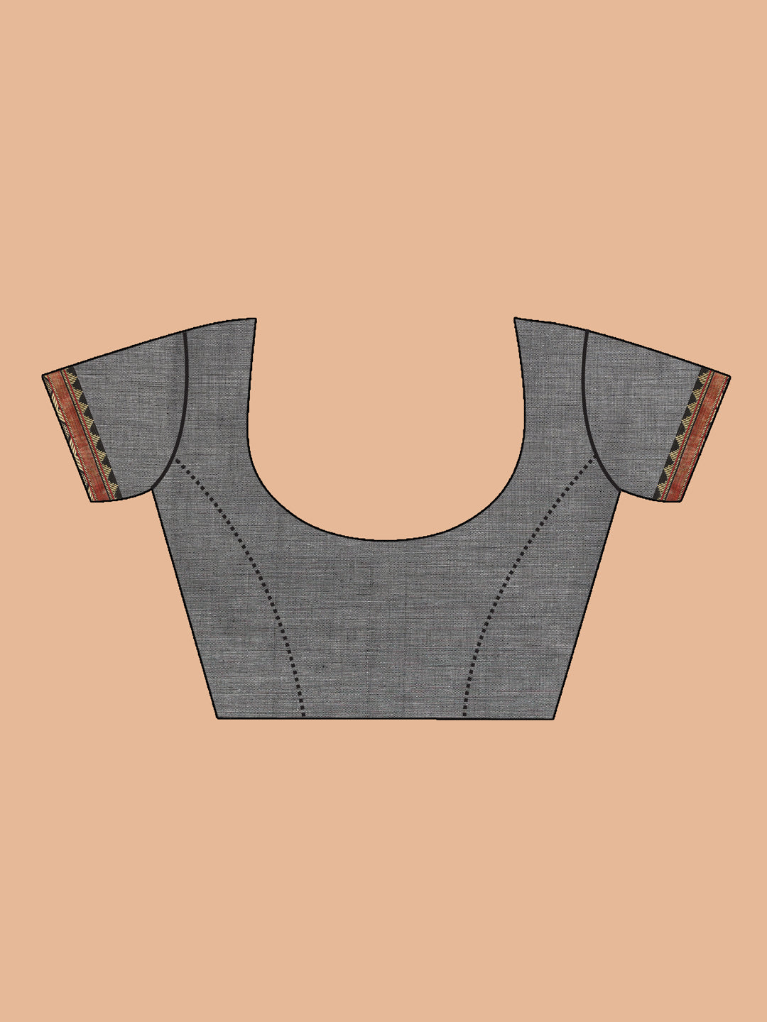 Indethnic Grey Pure Cotton Solid Saree - Blouse Piece View