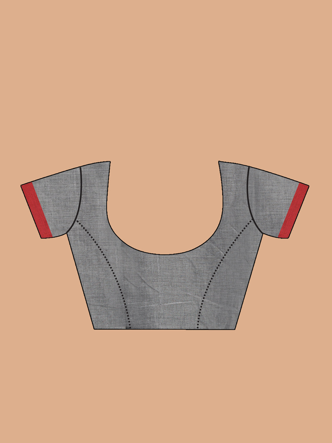 Indethnic Grey Pure Cotton Solid Saree - Blouse Piece View