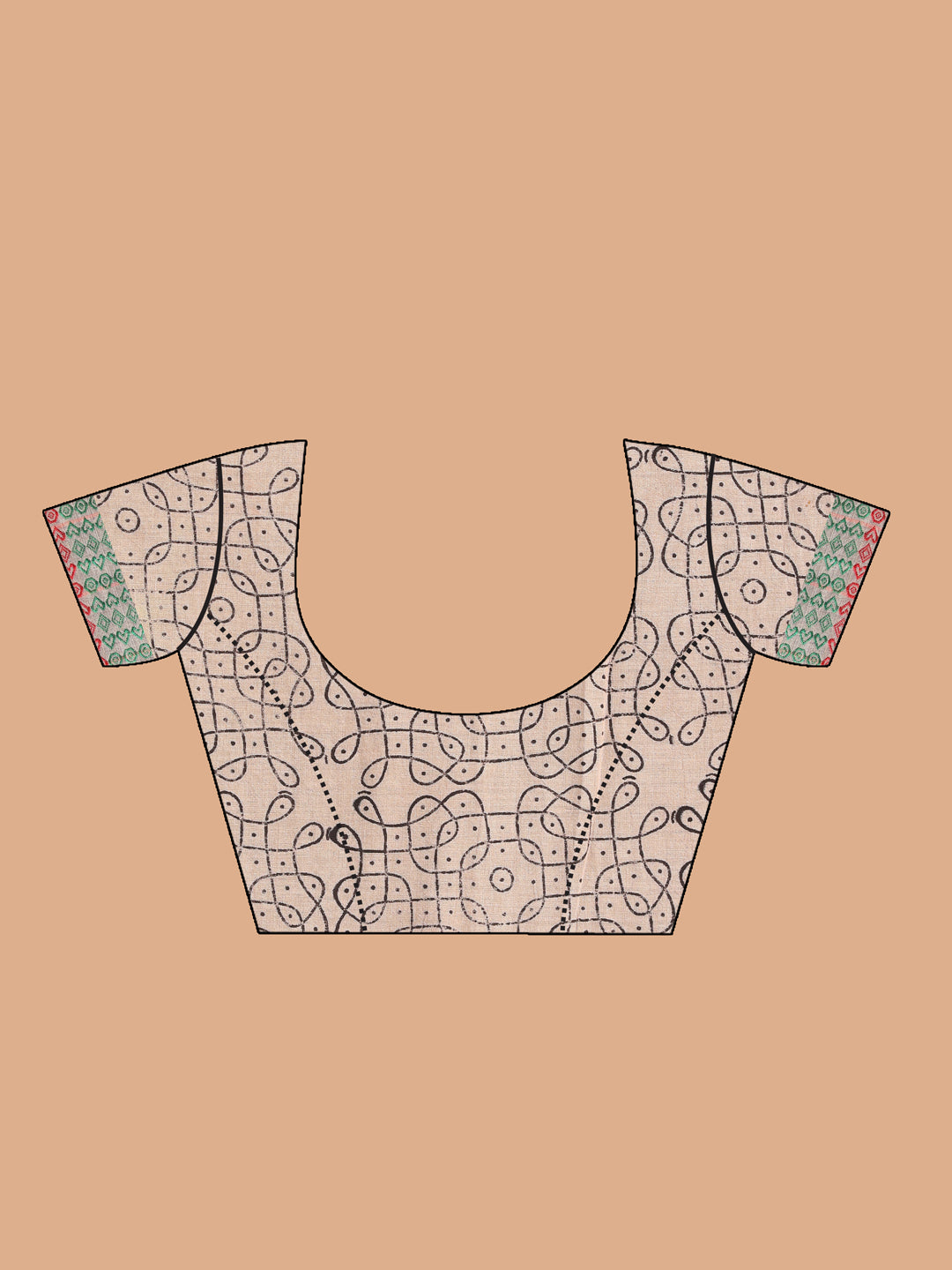 Indethnic Purple Pure Cotton Checked Saree - Blouse Piece View