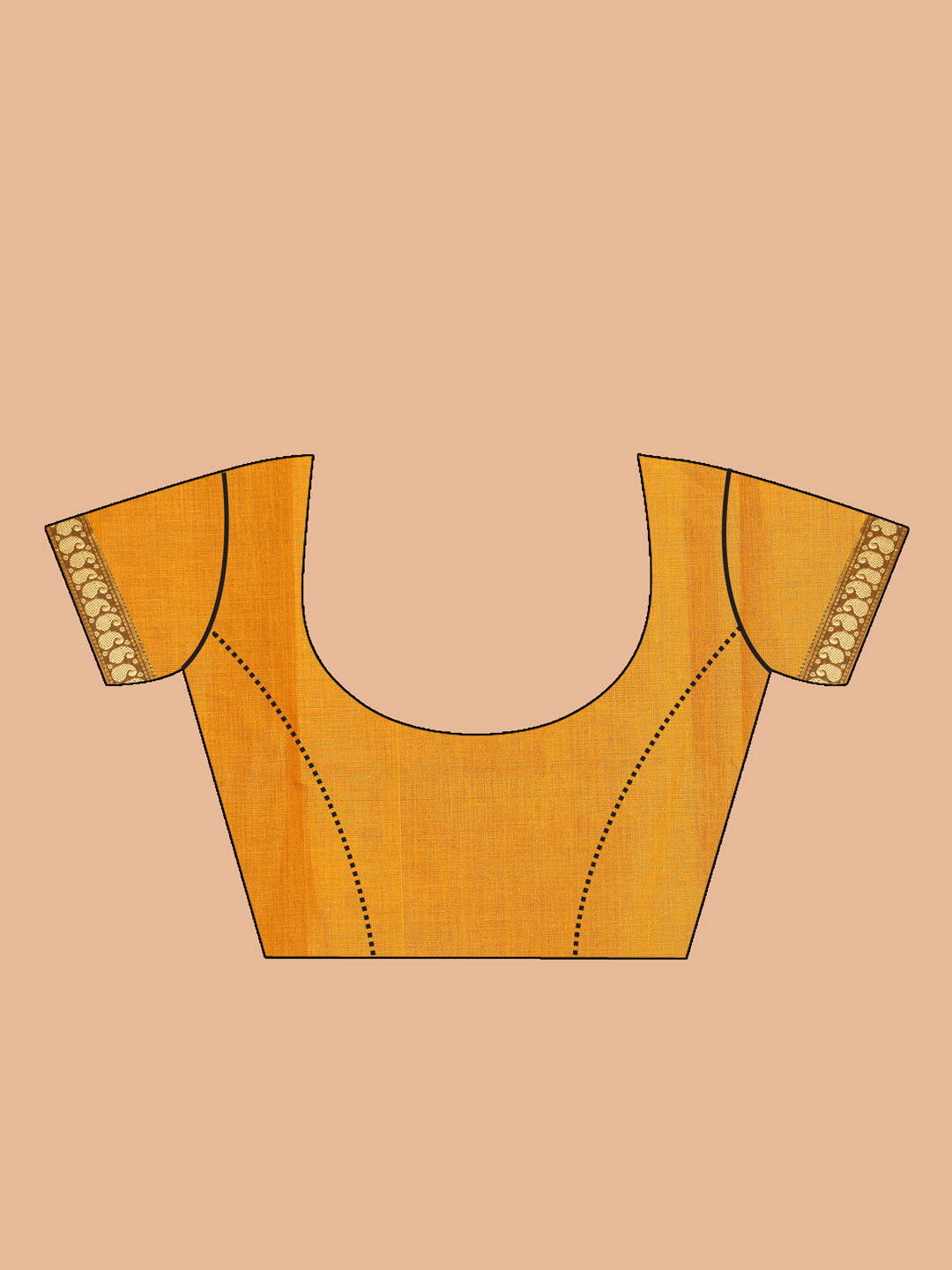 Indethnic Yellow Pure Cotton Solid Saree - Blouse Piece View