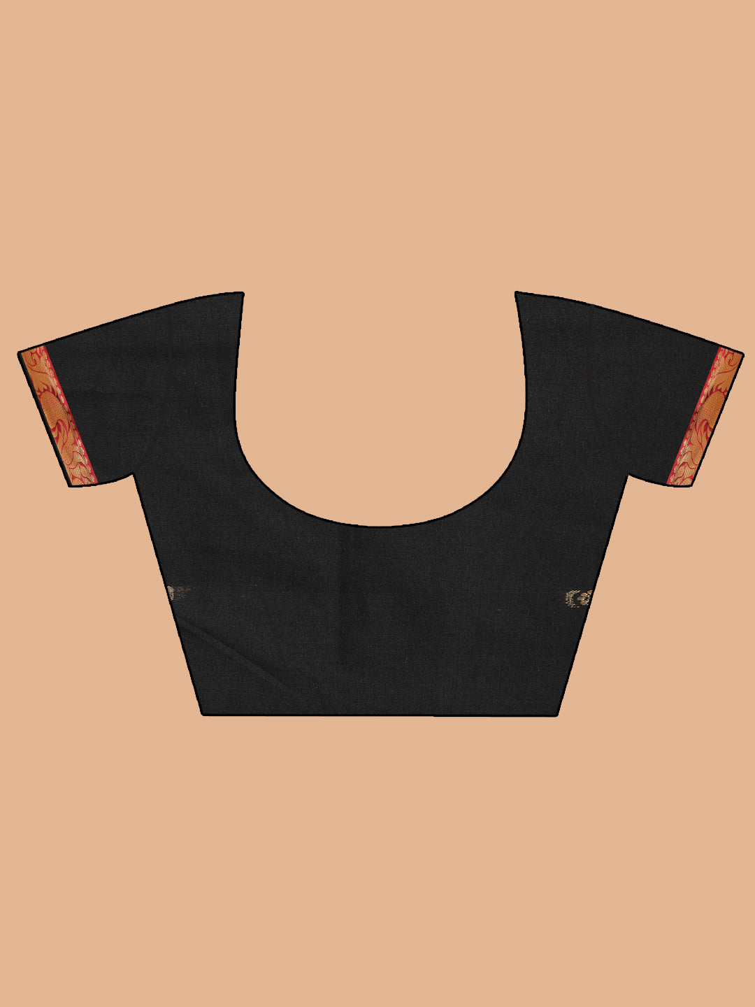 Indethnic Black Pure Cotton Woven Design Saree - Blouse Piece View