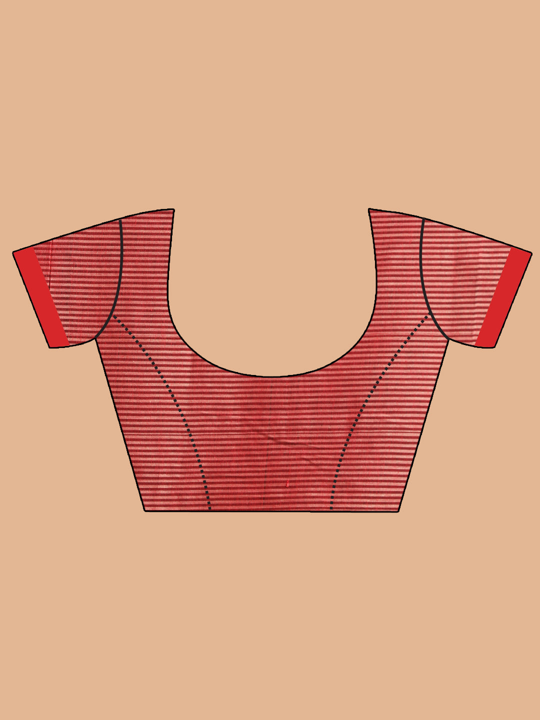 Indethnic Red Pure Cotton Woven Design Saree - Blouse Piece View