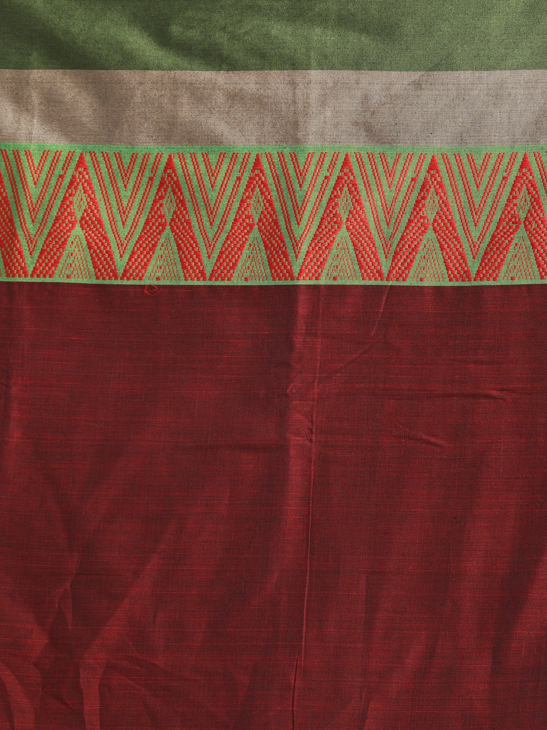 Indethnic Maroon Pure Cotton Woven Design Saree - Saree Detail View