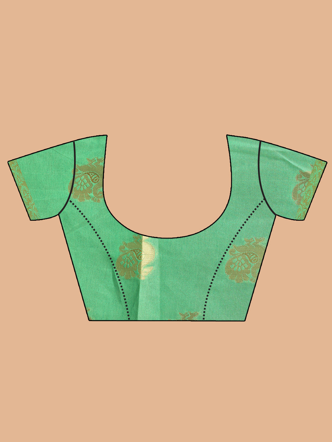 Indethnic Coral Woven Design Saree - Blouse Piece View