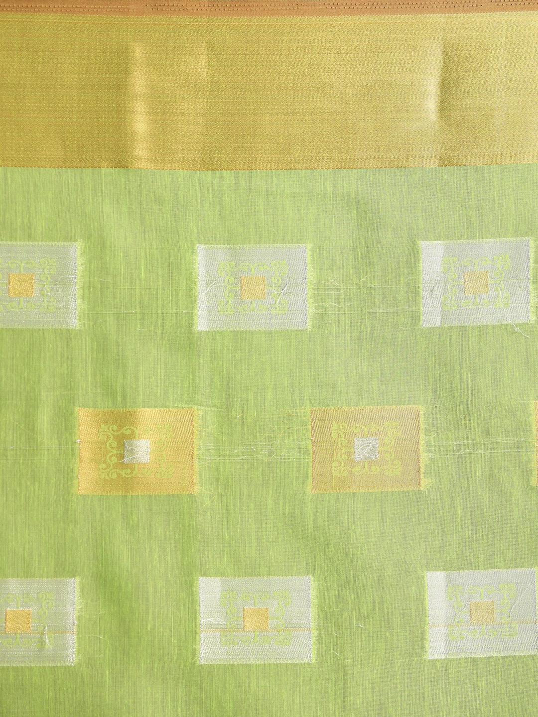 Indethnic Lime Green Woven Design Saree - Saree Detail View
