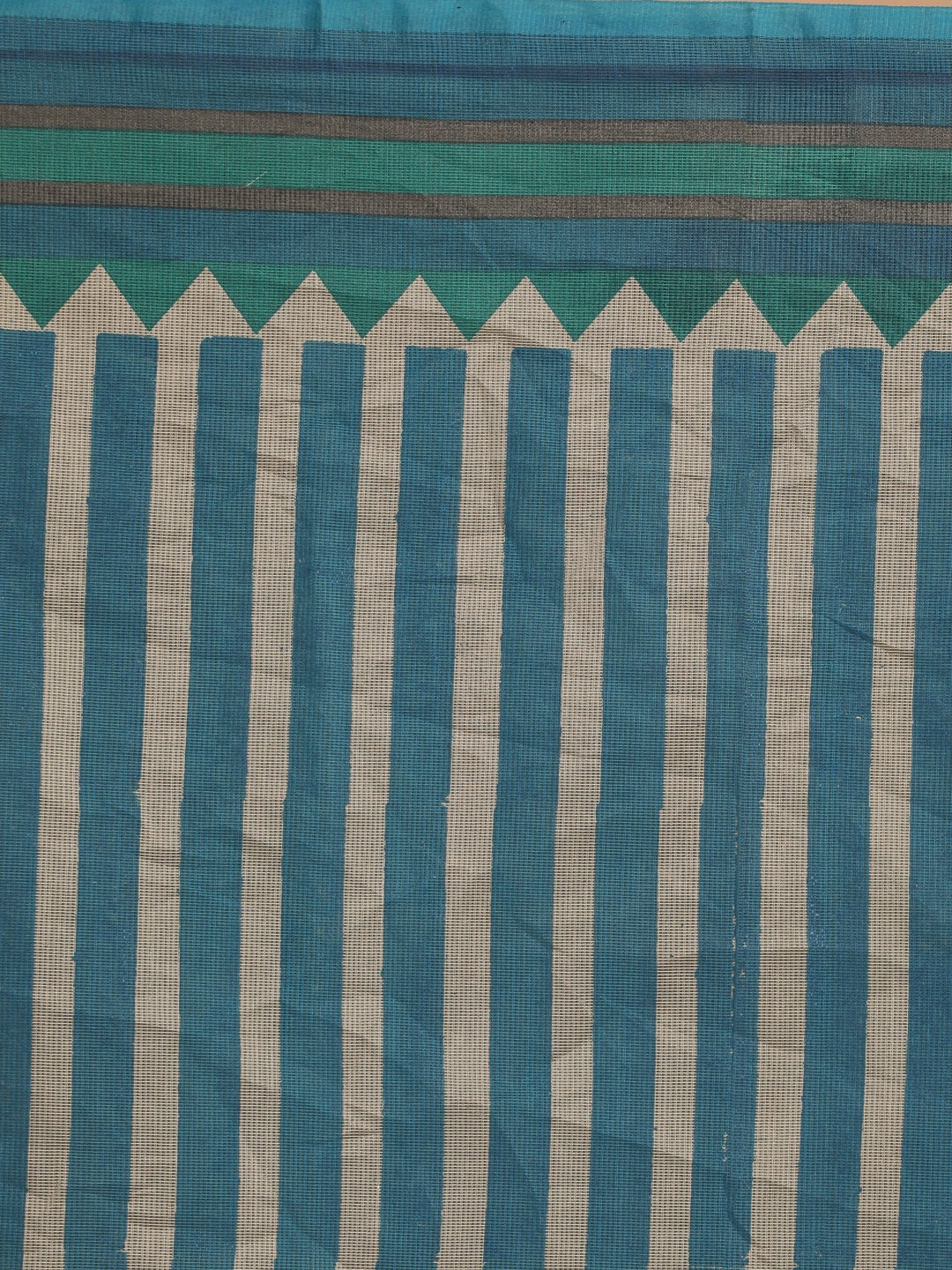 Indethnic Printed Cotton Blend Saree in taupe - Saree Detail View