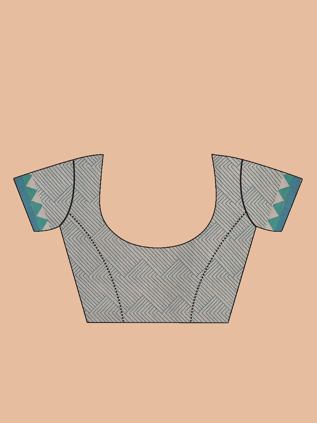 Indethnic Printed Cotton Blend Saree in taupe - Blouse Piece View